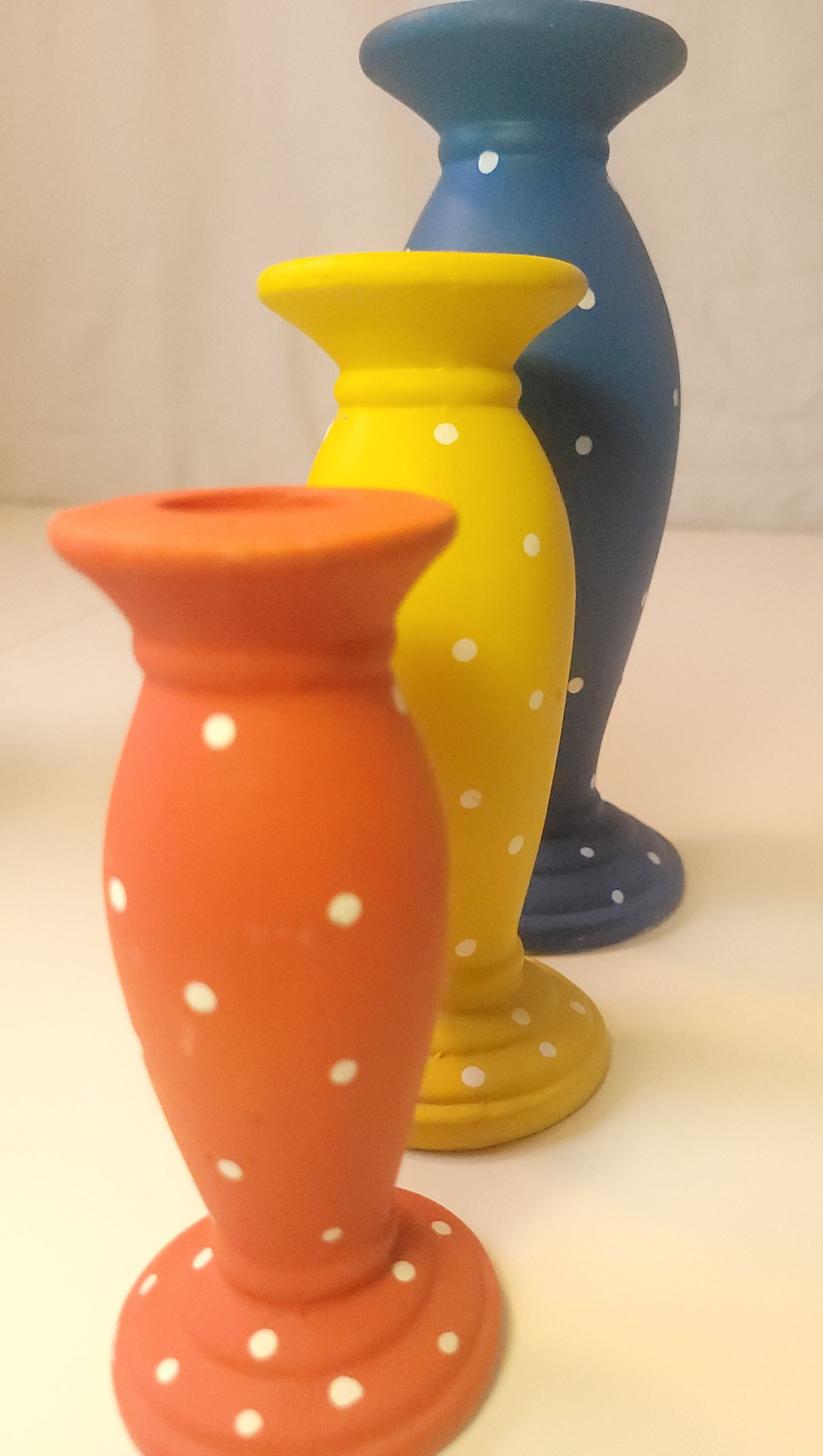 1990s Polka Dot Ceramic Taper Candle Holders Set of 3 Colours - photo 4