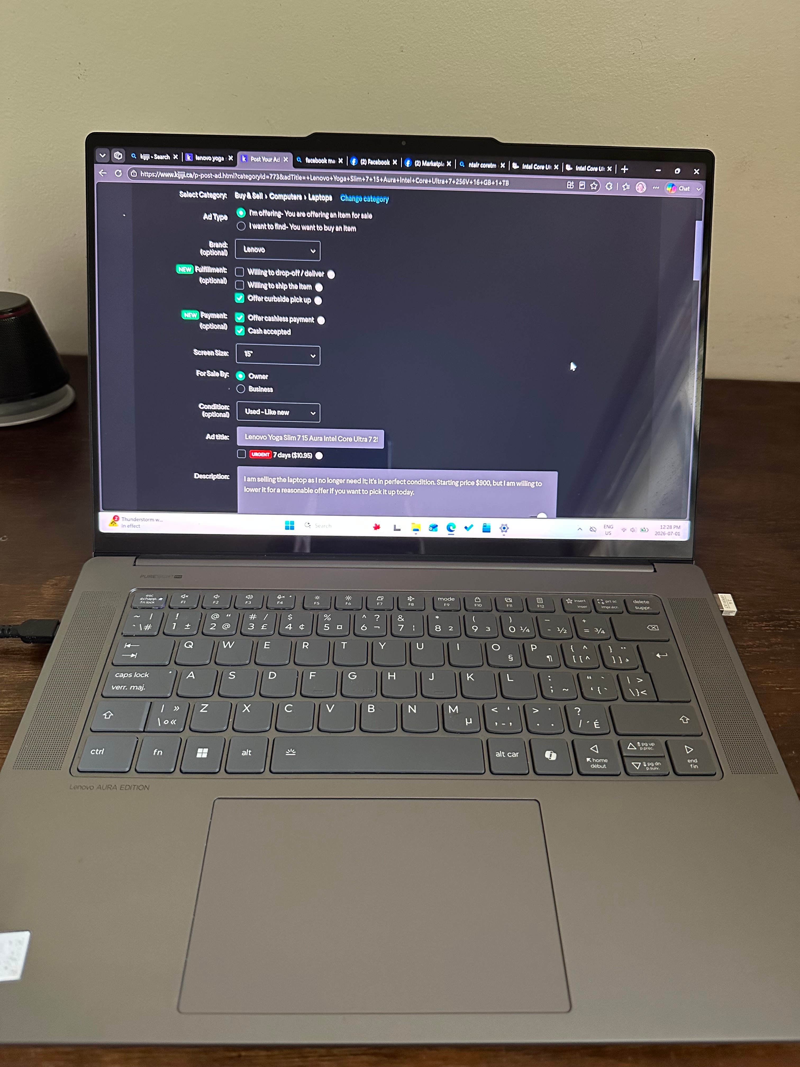 Lenovo Yoga Slim 7 15 Aura Intel Core Ultra 7 256V 16 GB 1 TB - photo 2