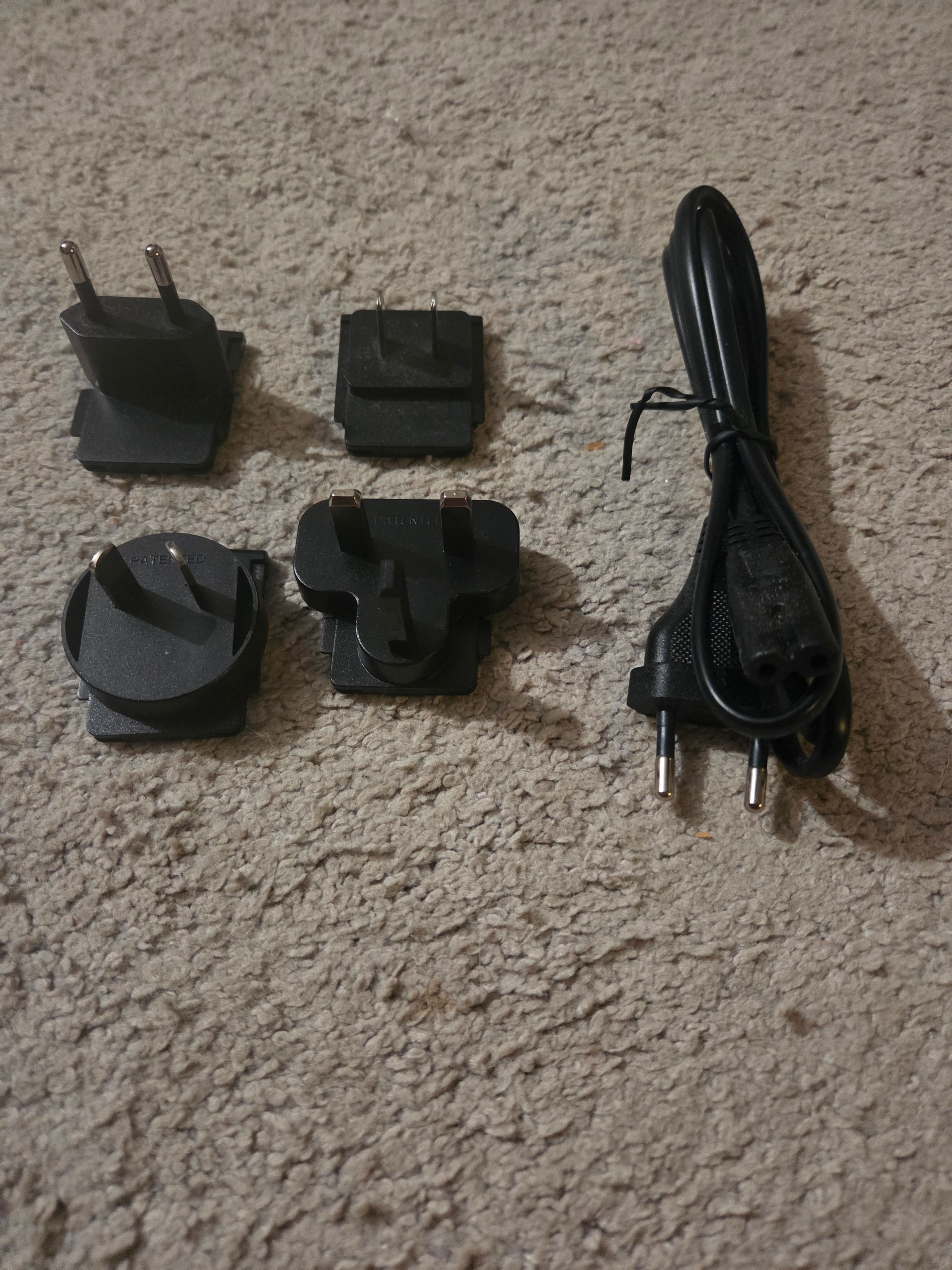 4 Intl Slide-on Travel Adapter Plugs + Euro C7 Power Cord