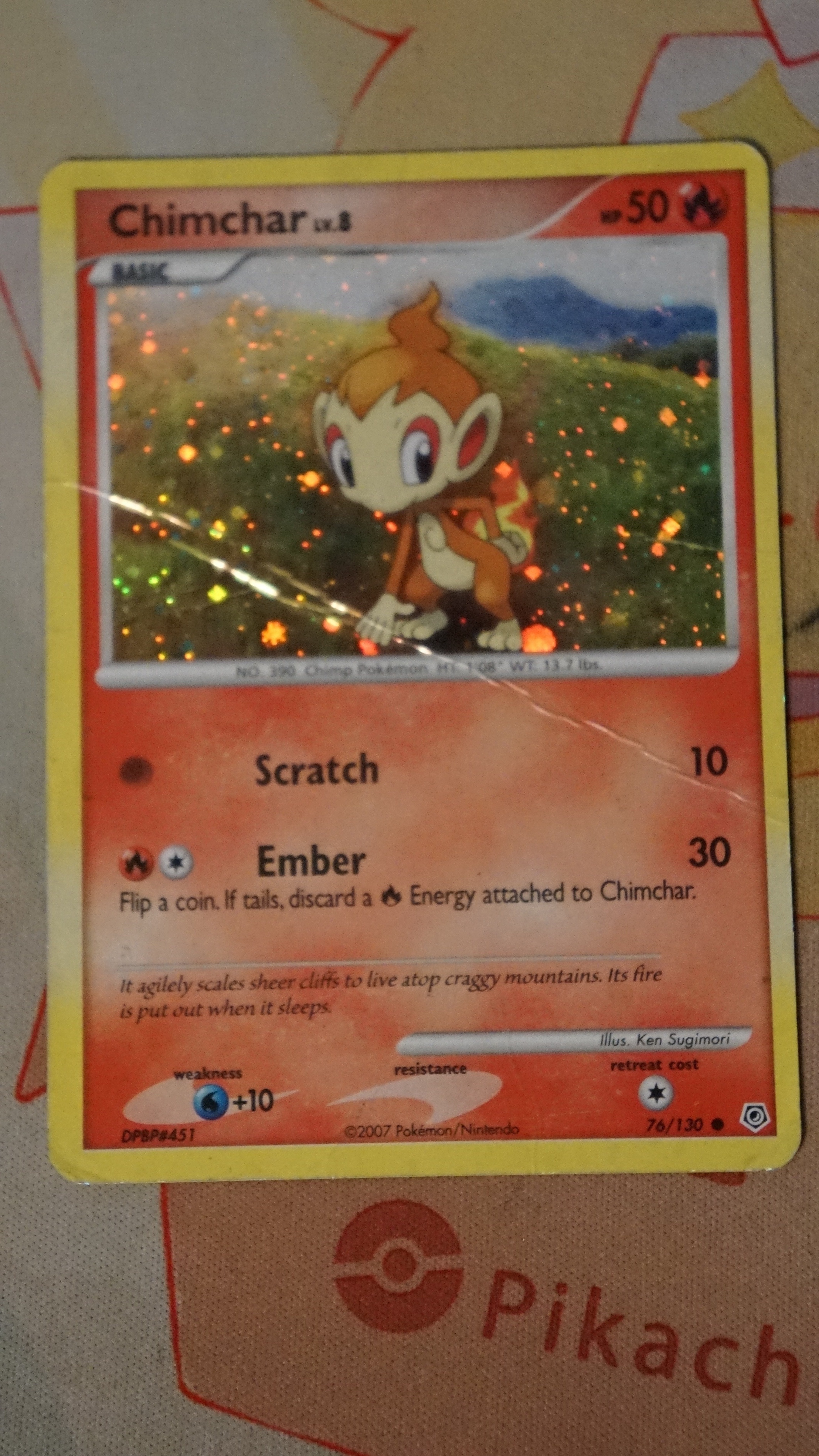 Pokemon Chimchar 76/130 Diamond & Pearl Base Holo DMG - photo 3