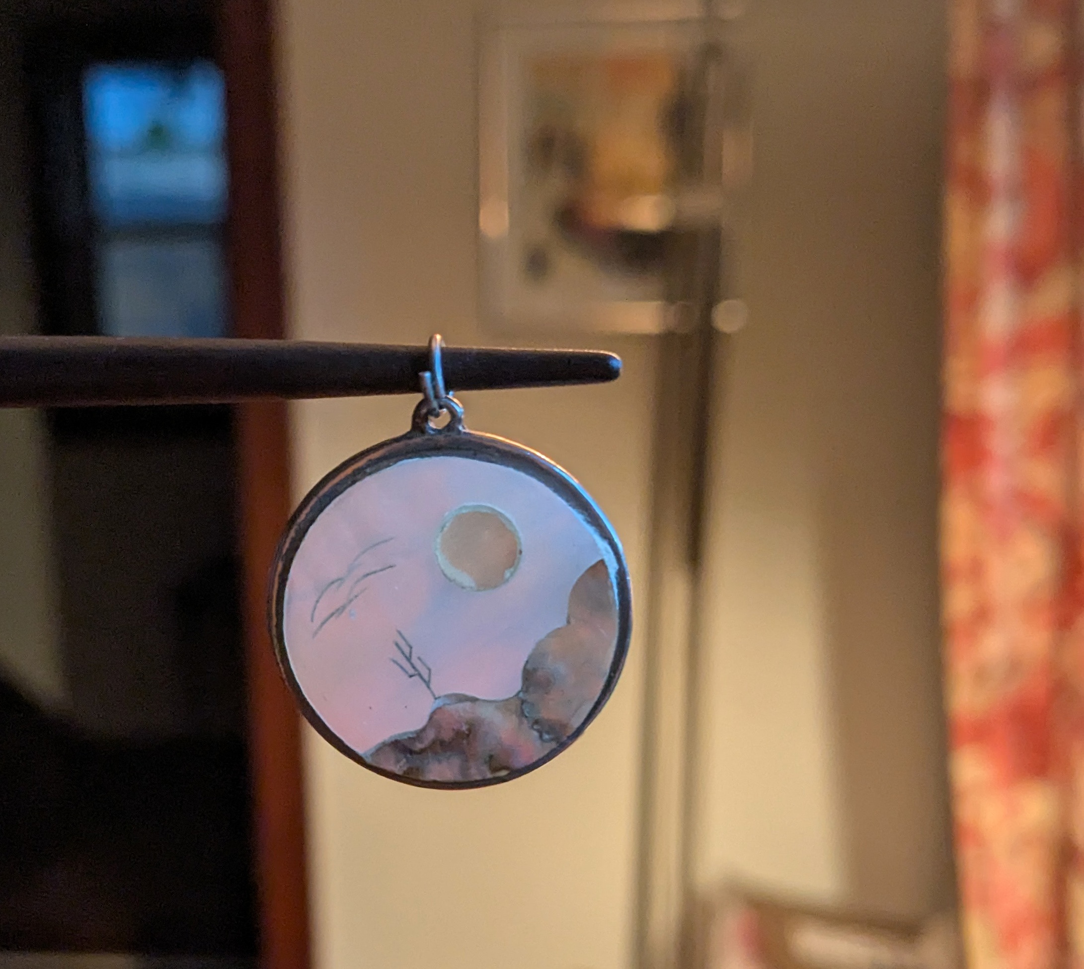 Vintage Mother-of-Pearl Pendant - Desert Cactus