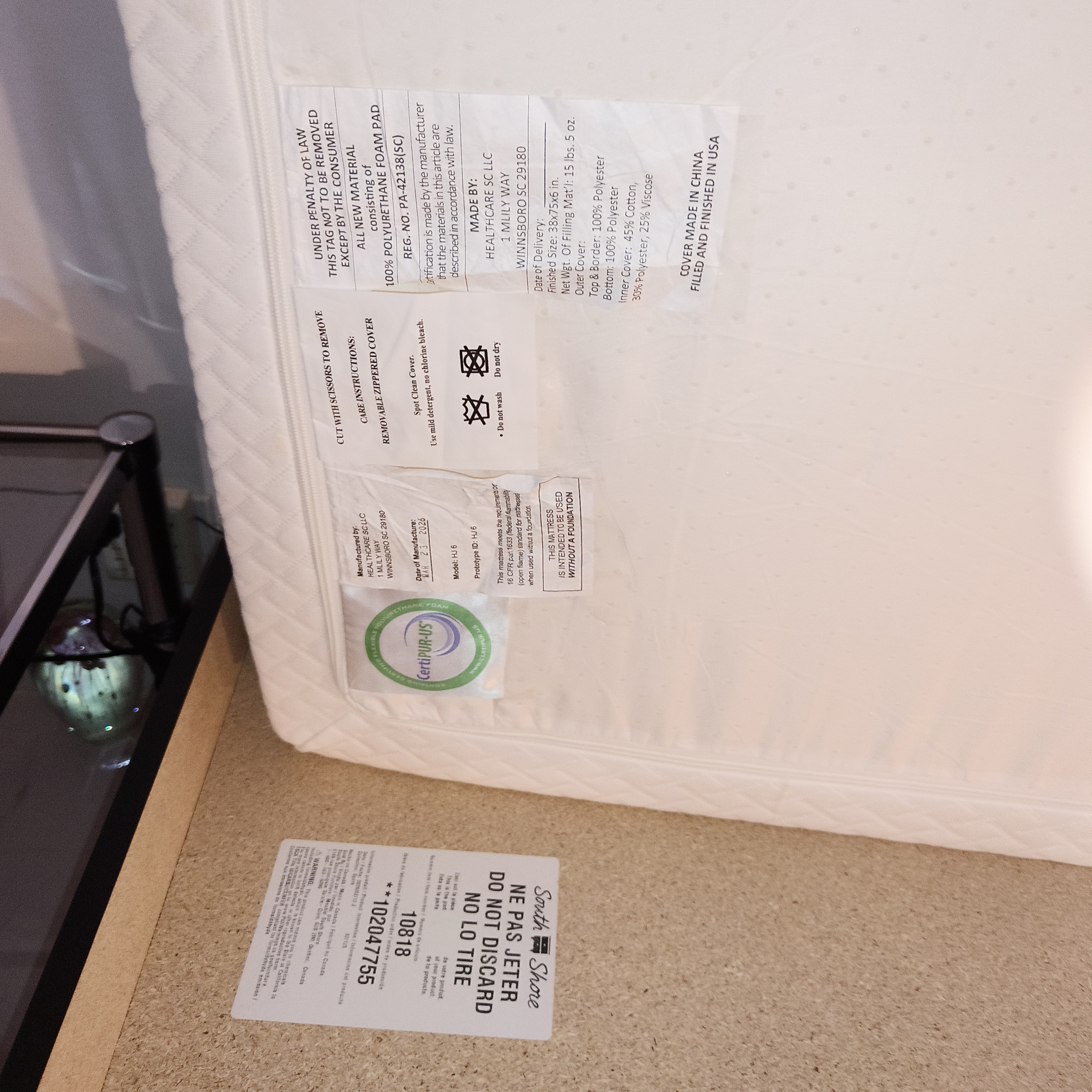 Twin bed, mattress, and extra mattress cover - photo 3