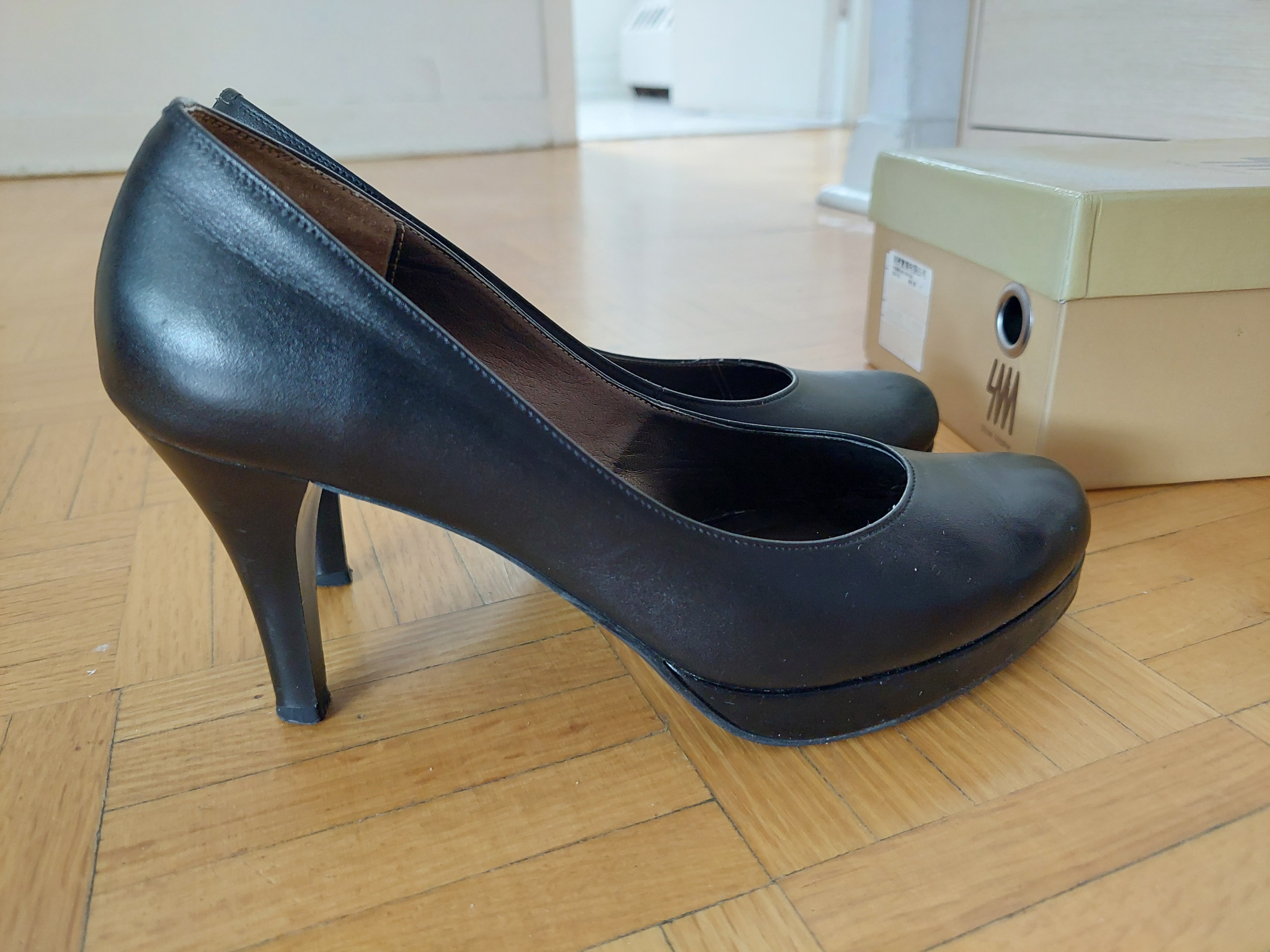 Genuine Leather Heels Classic Black Shoes Platform - photo 3