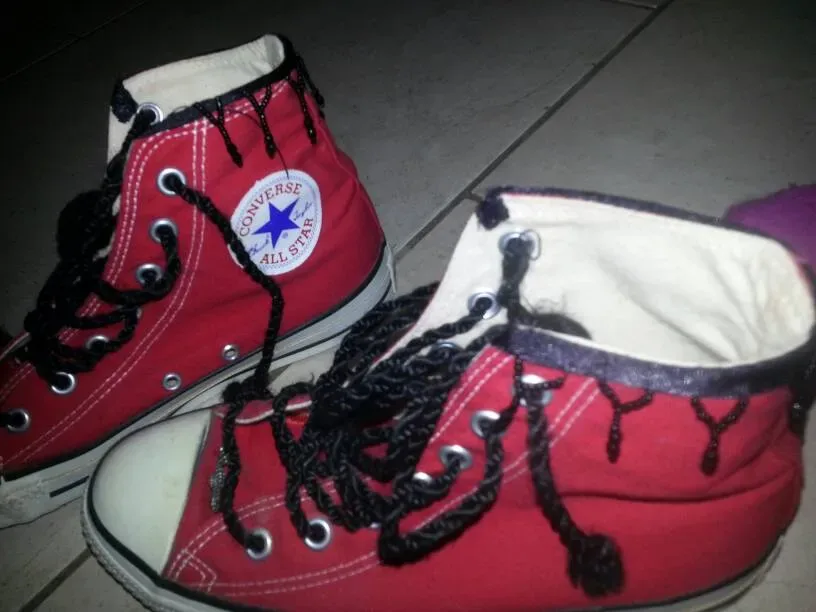 Fancy Converse One Star Bead-Embellished OOAK High Tops