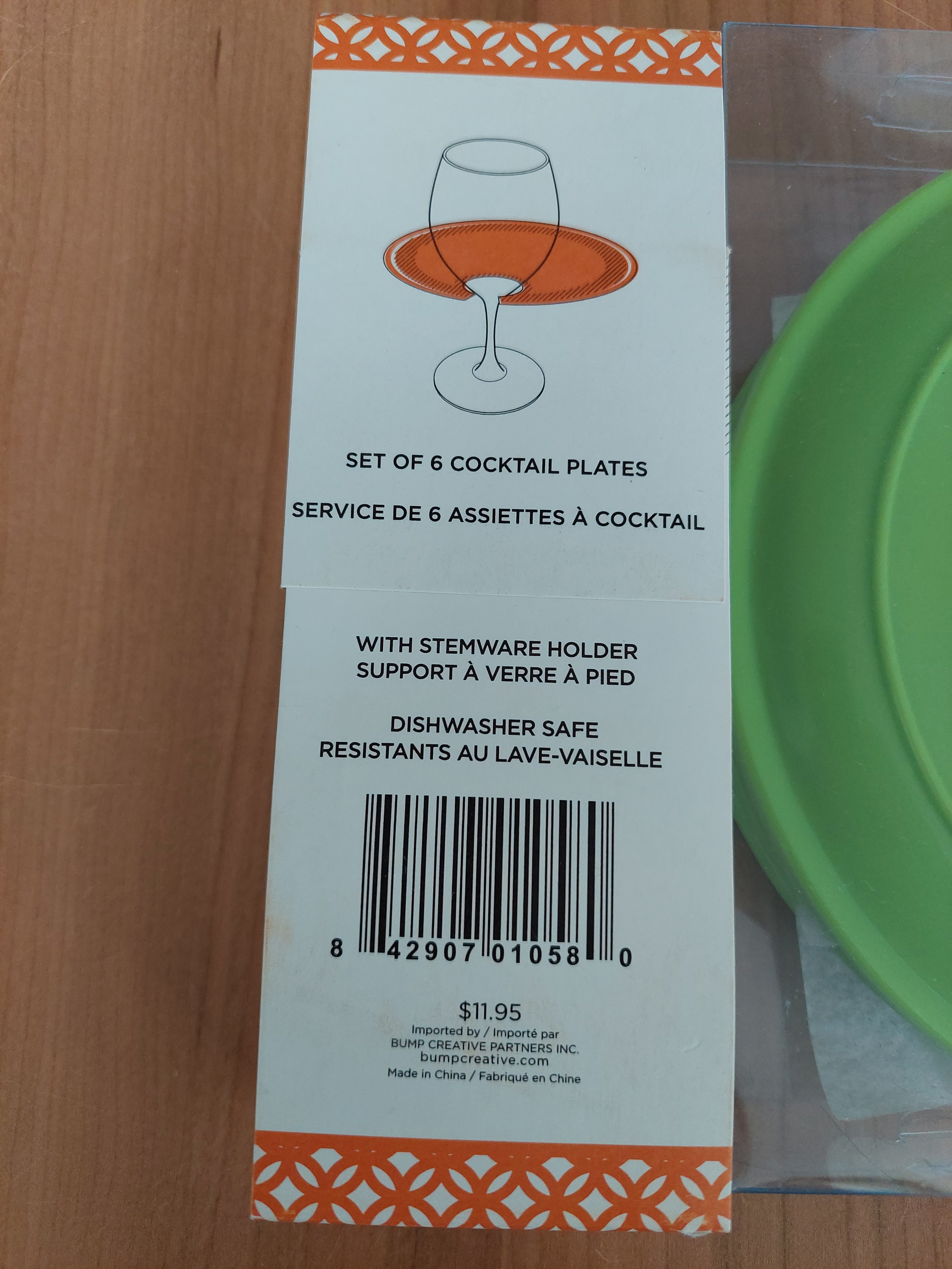 Set of 6 Green Cheers Cocktail Plates with Stemware Holder - photo 2