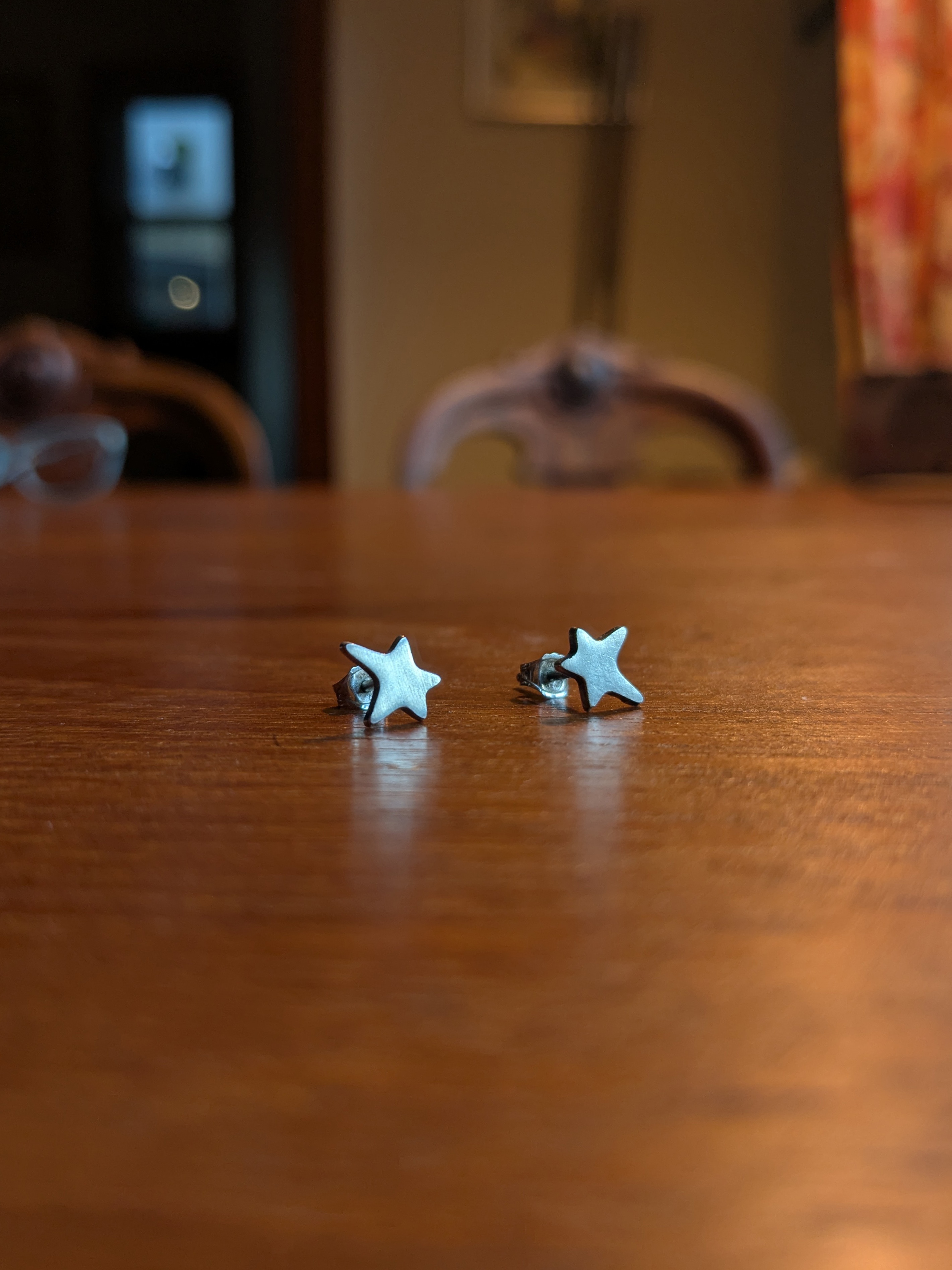 Silver Asymmetrical Star Earrings/Studs