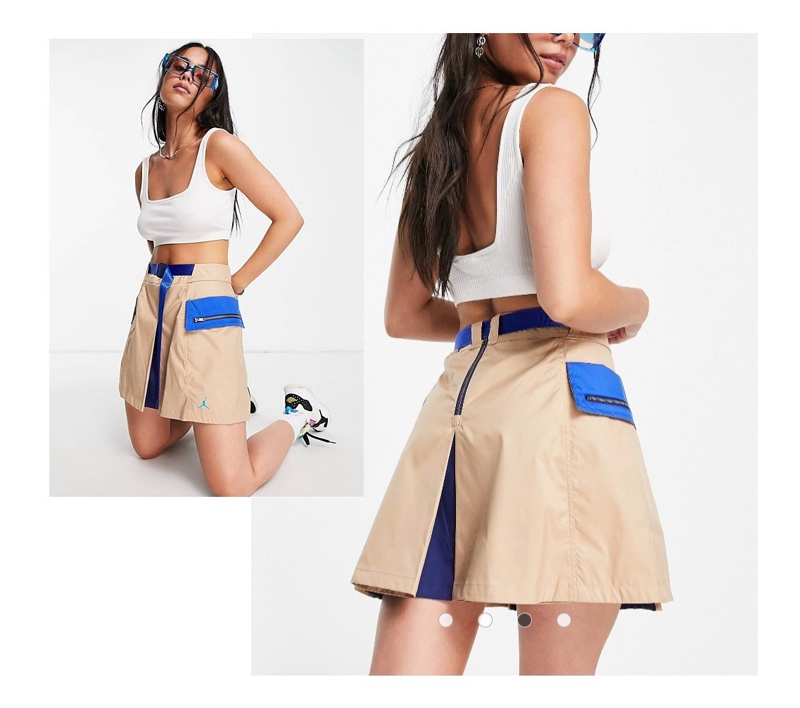 Jordan Next Utility Women's Beige Blue Cargo Sports Skirt