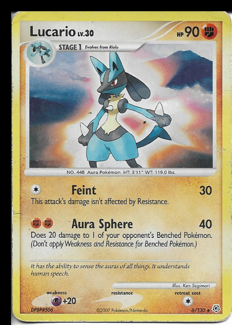 Pokemon Lucario Lv.30 6/130 Diamond & Pearl Holo Rare HP