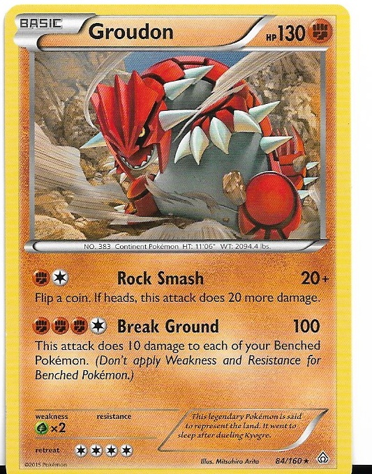 Pokemon Groudon 84/160 Primal Clash Non-Holo LP
