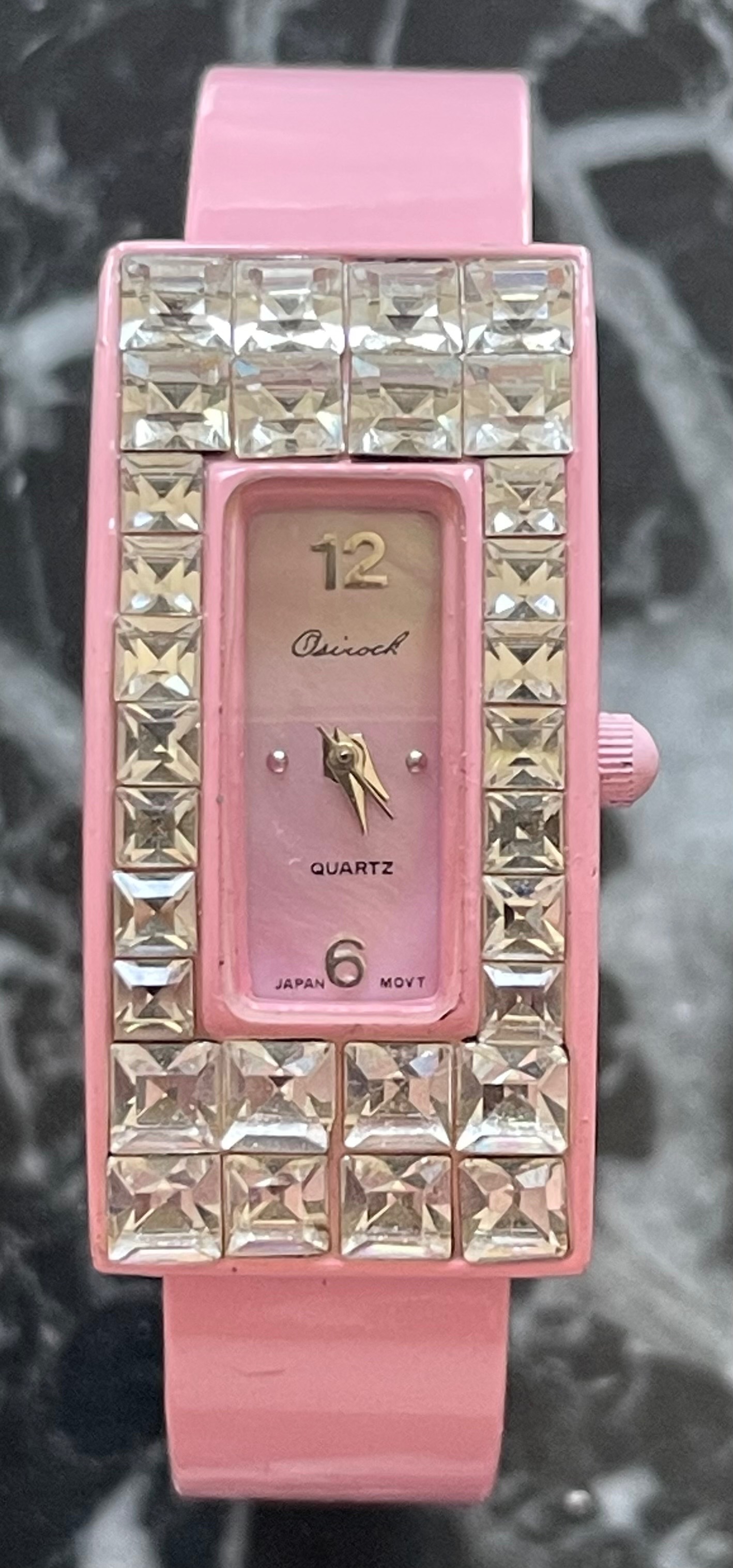 Vintage Osirock Pink Crystal Bangle Watch