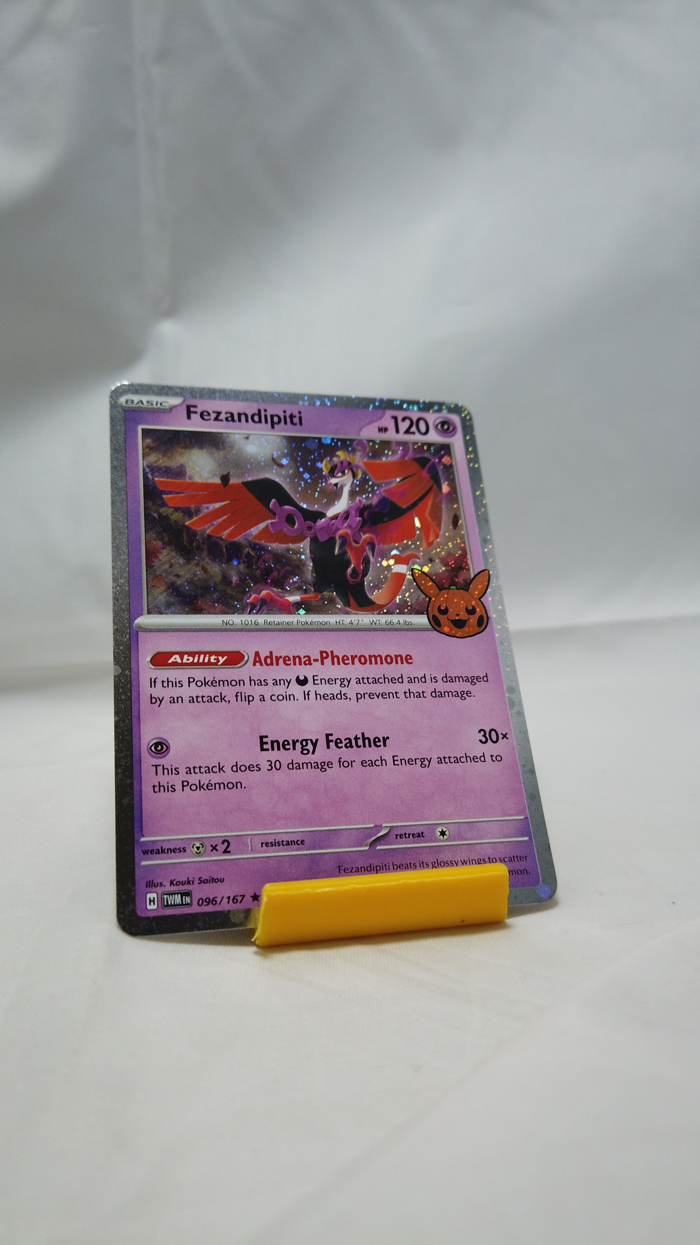 Pokemon Fezandipiti 096/167 Twilight Masquerade Pumpkin Stamp Ho