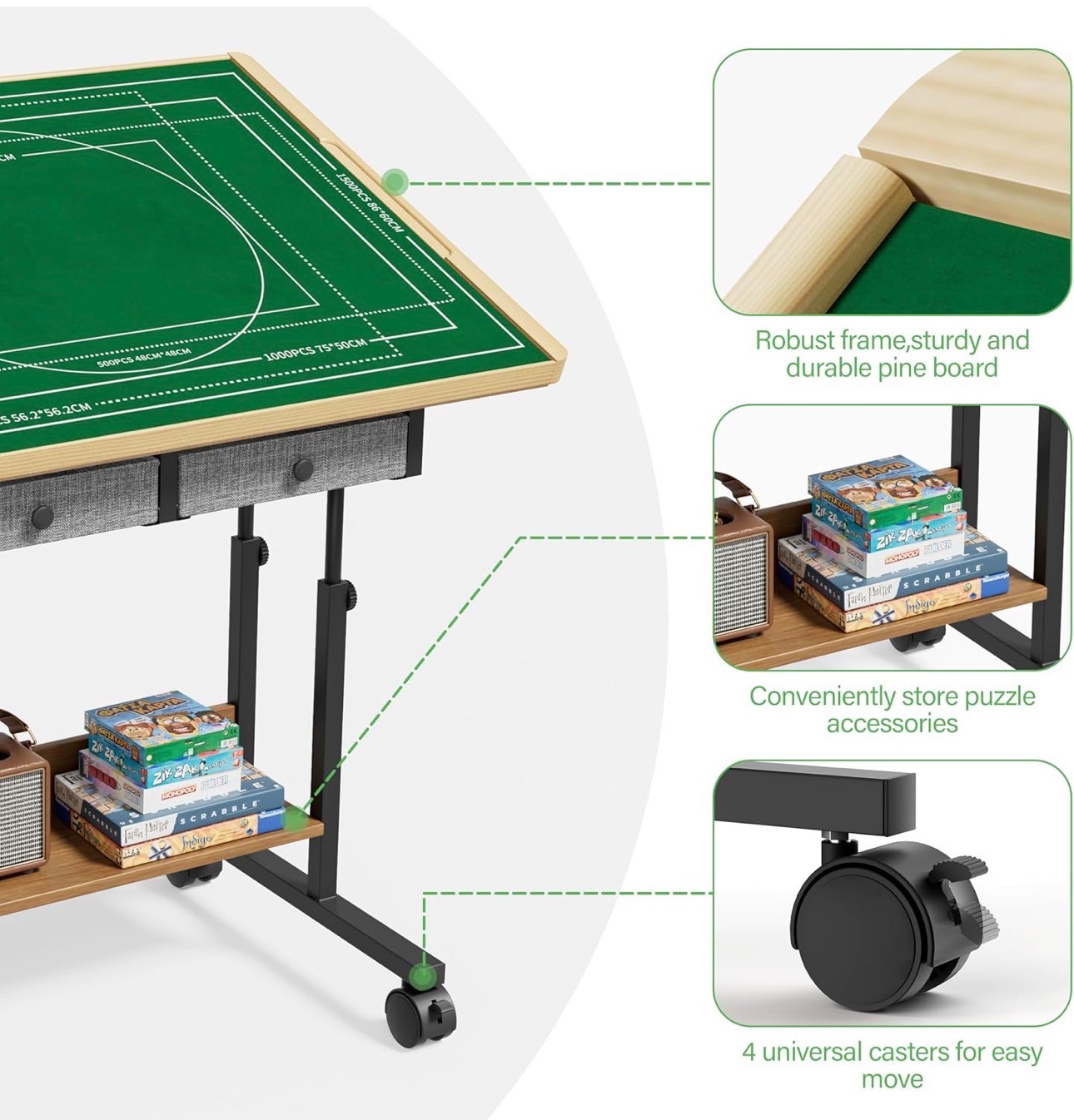 Jigsaw Puzzle Table 1500 Pieces Tilting Board Adjustable Height - photo 5