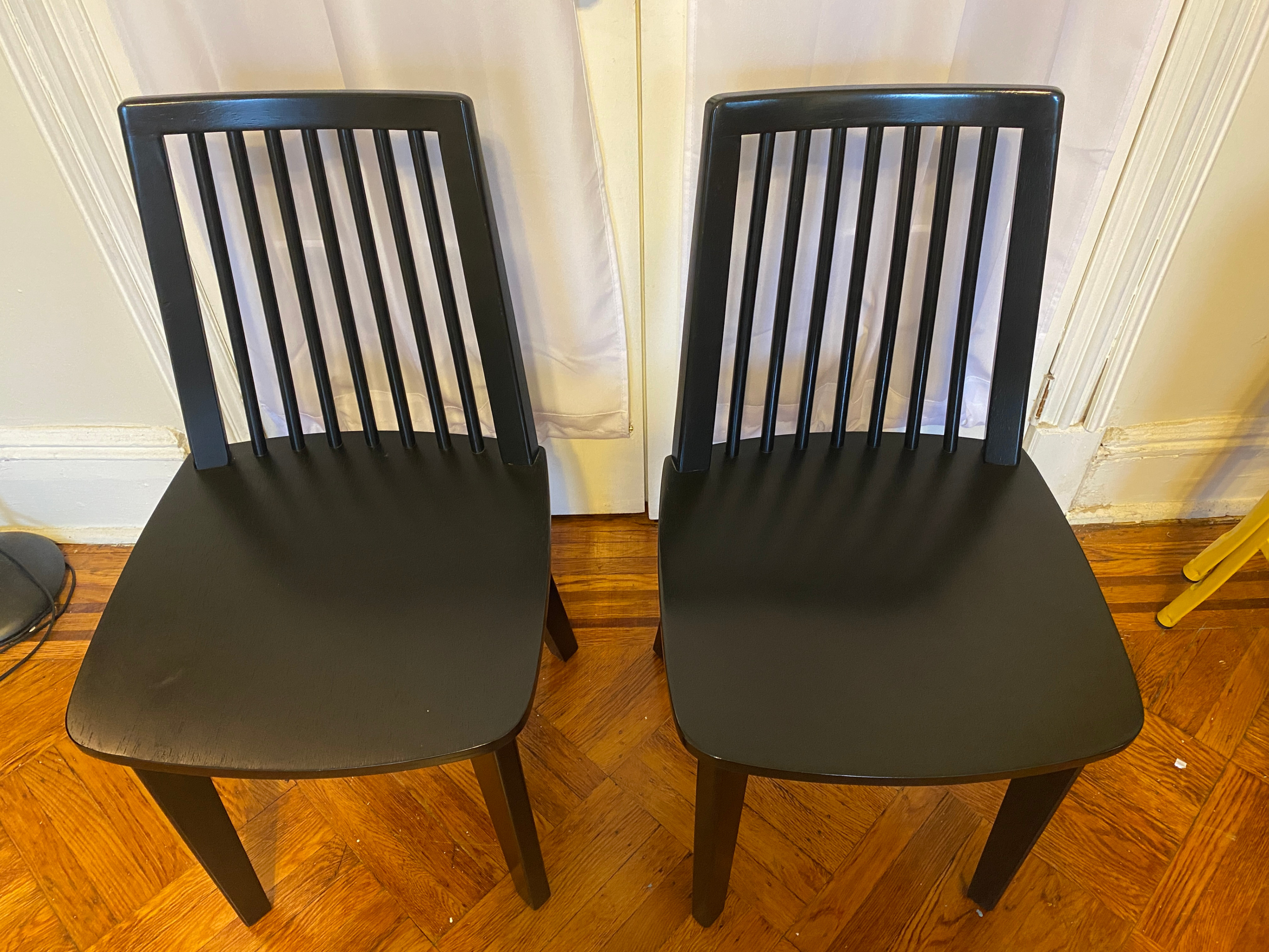 Linden Modified Windsor Wood Dining Chair Black x2