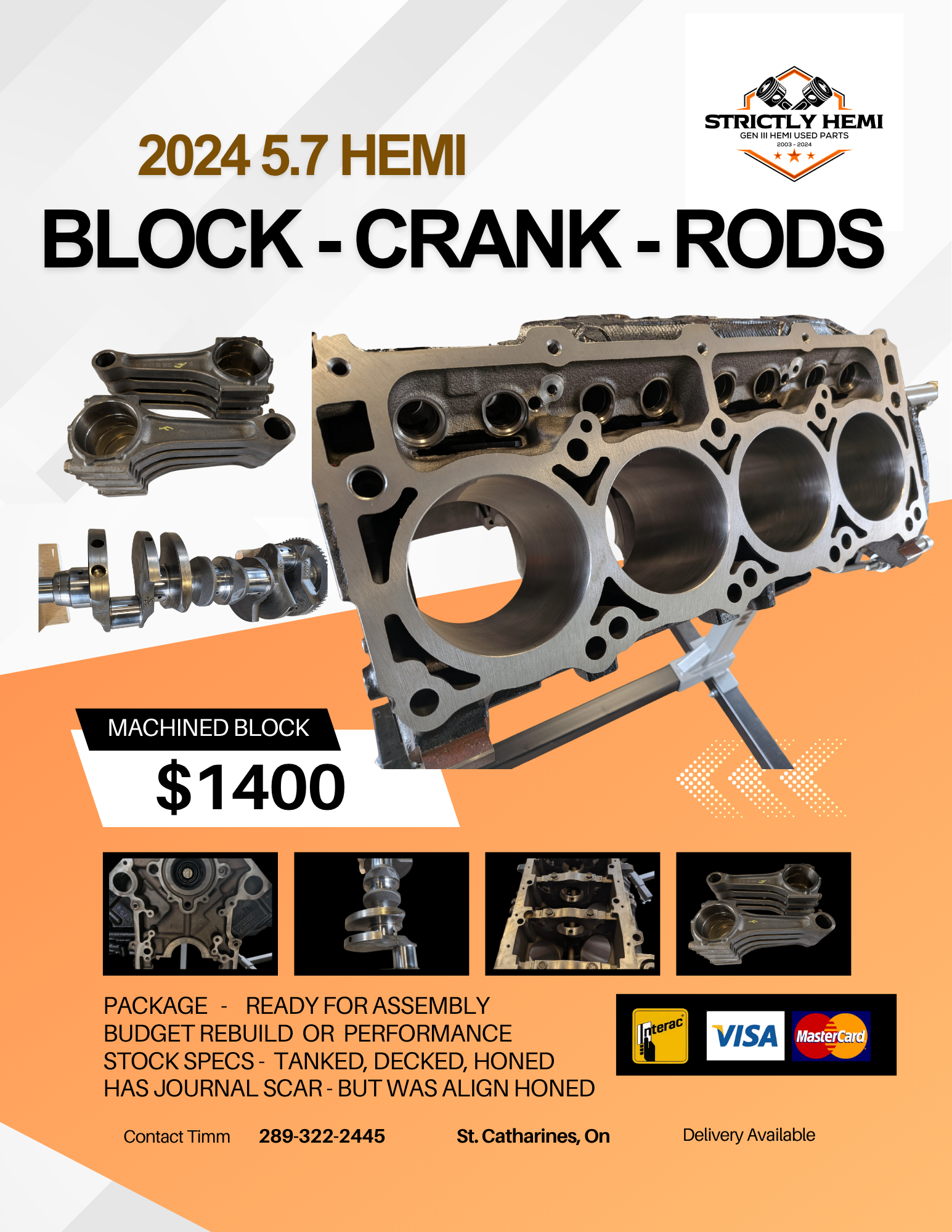 2024 HEMI Block, crank, rods for rebuild