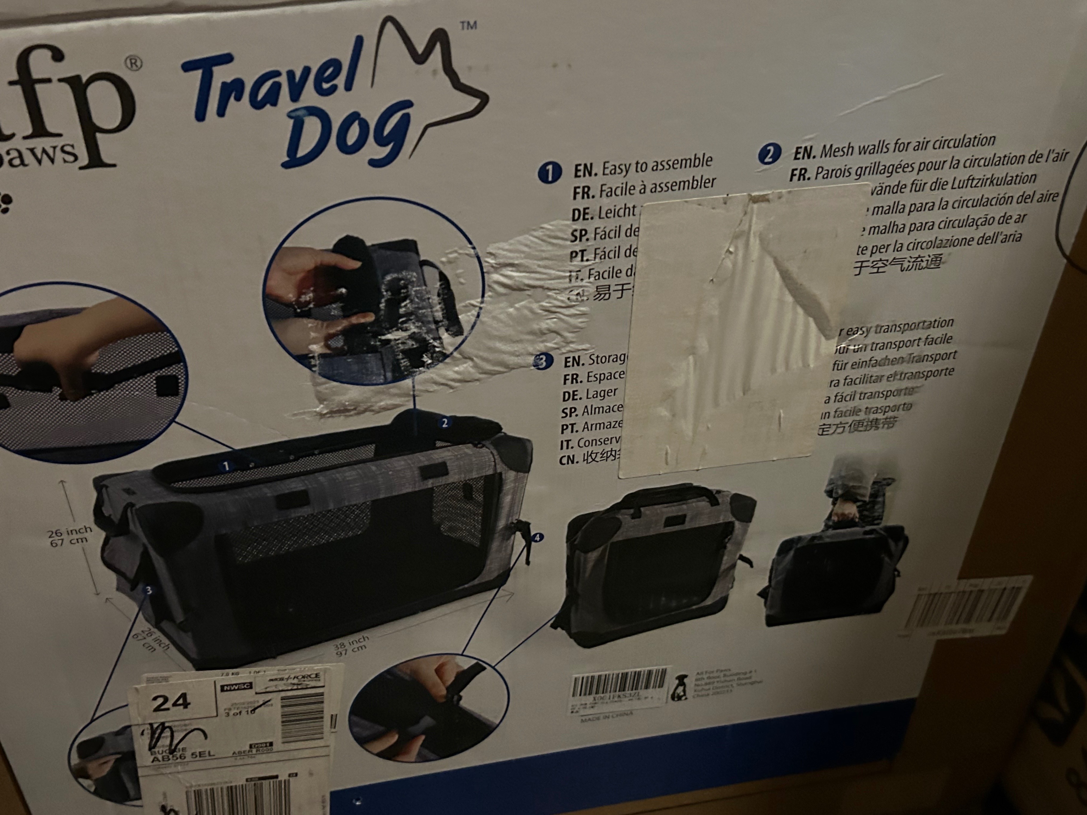Collapsible/Folding Pet Travel Crate, Black and Grey - photo 3