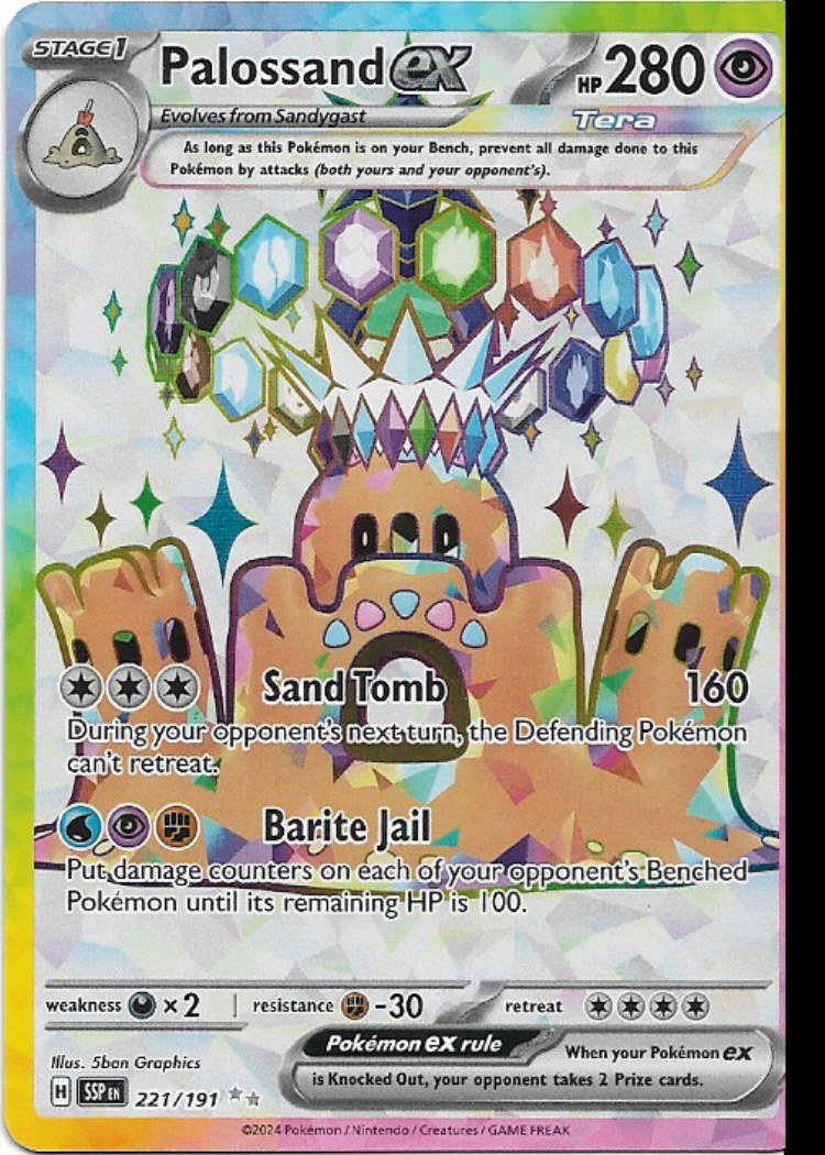 Pokemon Palossand ex 221/191 Surging Sparks Full Art Ultra Rare