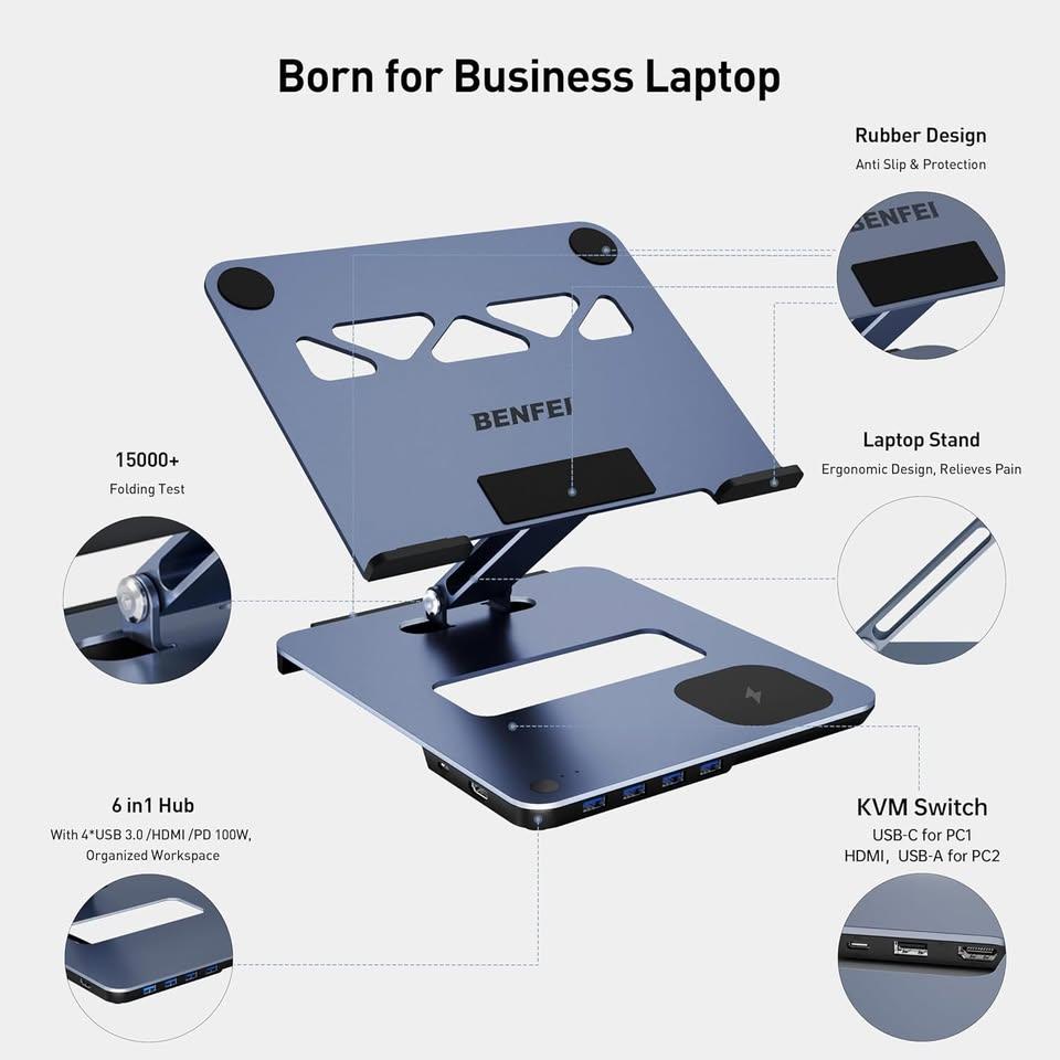 BENFEI Laptop Stand with USB C, 15W Wireless - photo 2