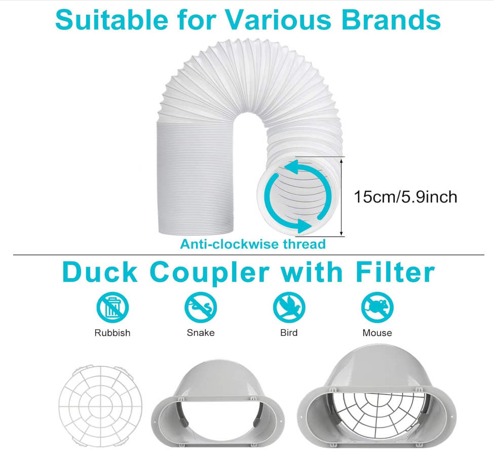 BRAND NEW  Portable AC Window Vent Kit with 5.9" Exhaust Hose - photo 4