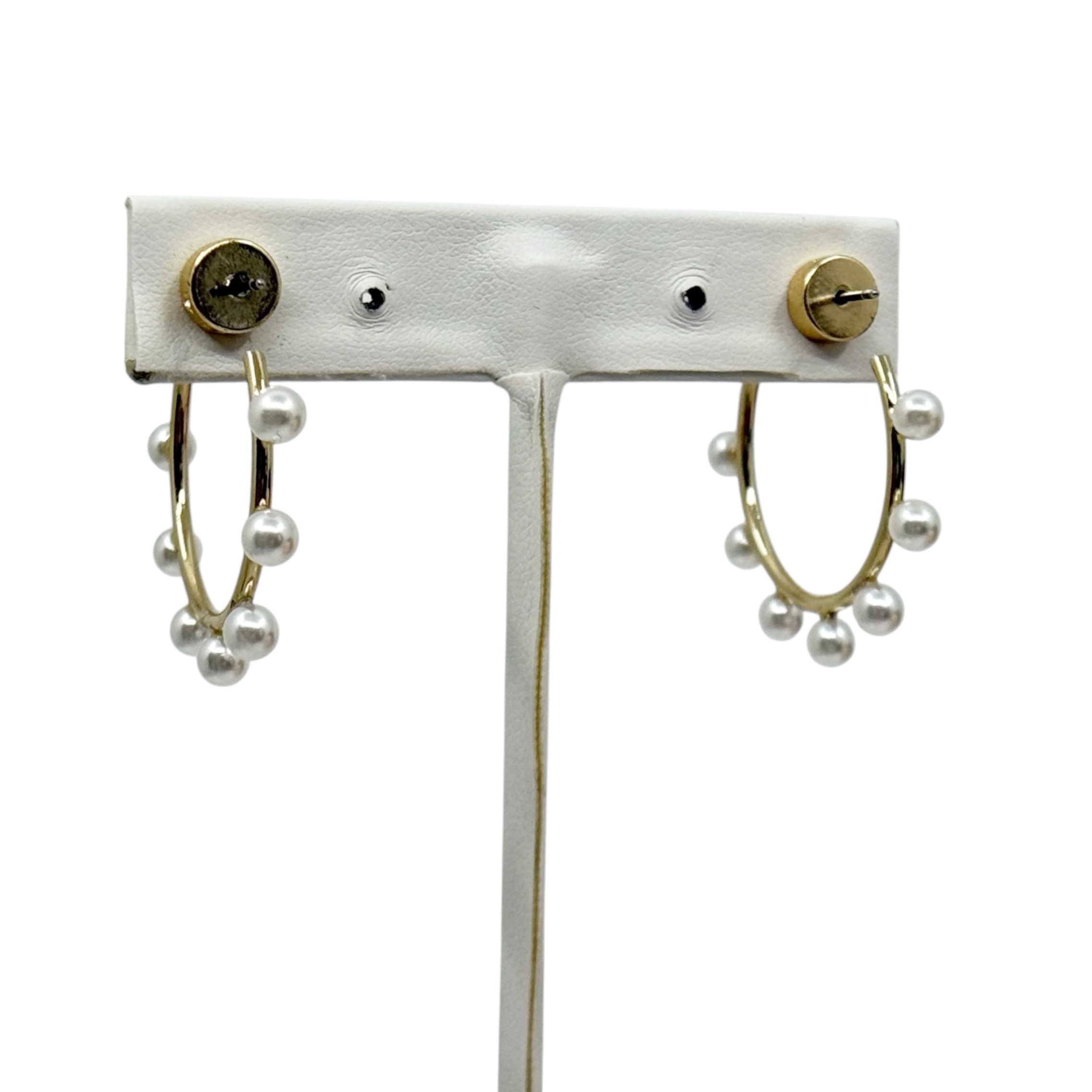 Banana Republic Gold tone pearl hoop earrings - photo 4