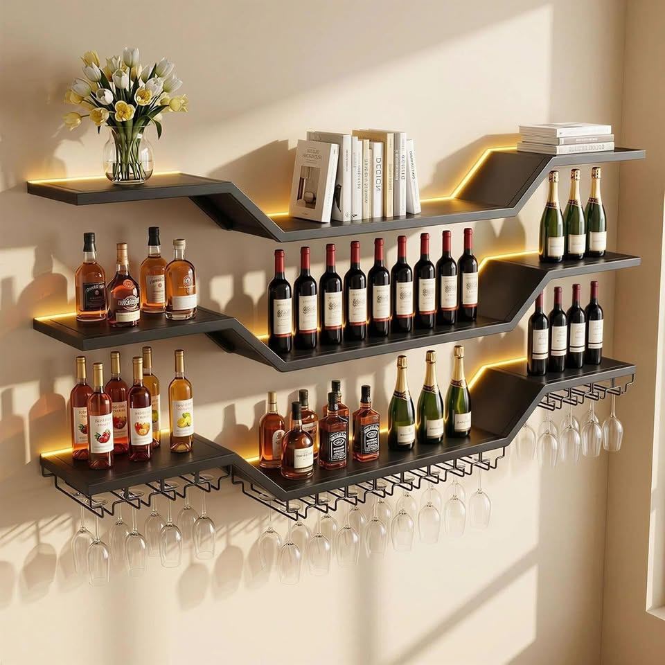 45. NEW LED Metal Wall Mount Wine Rack