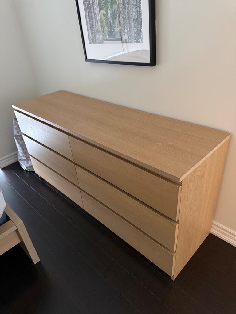 IKEA MALM 6-Drawer Dresser – Light Oak - photo 3