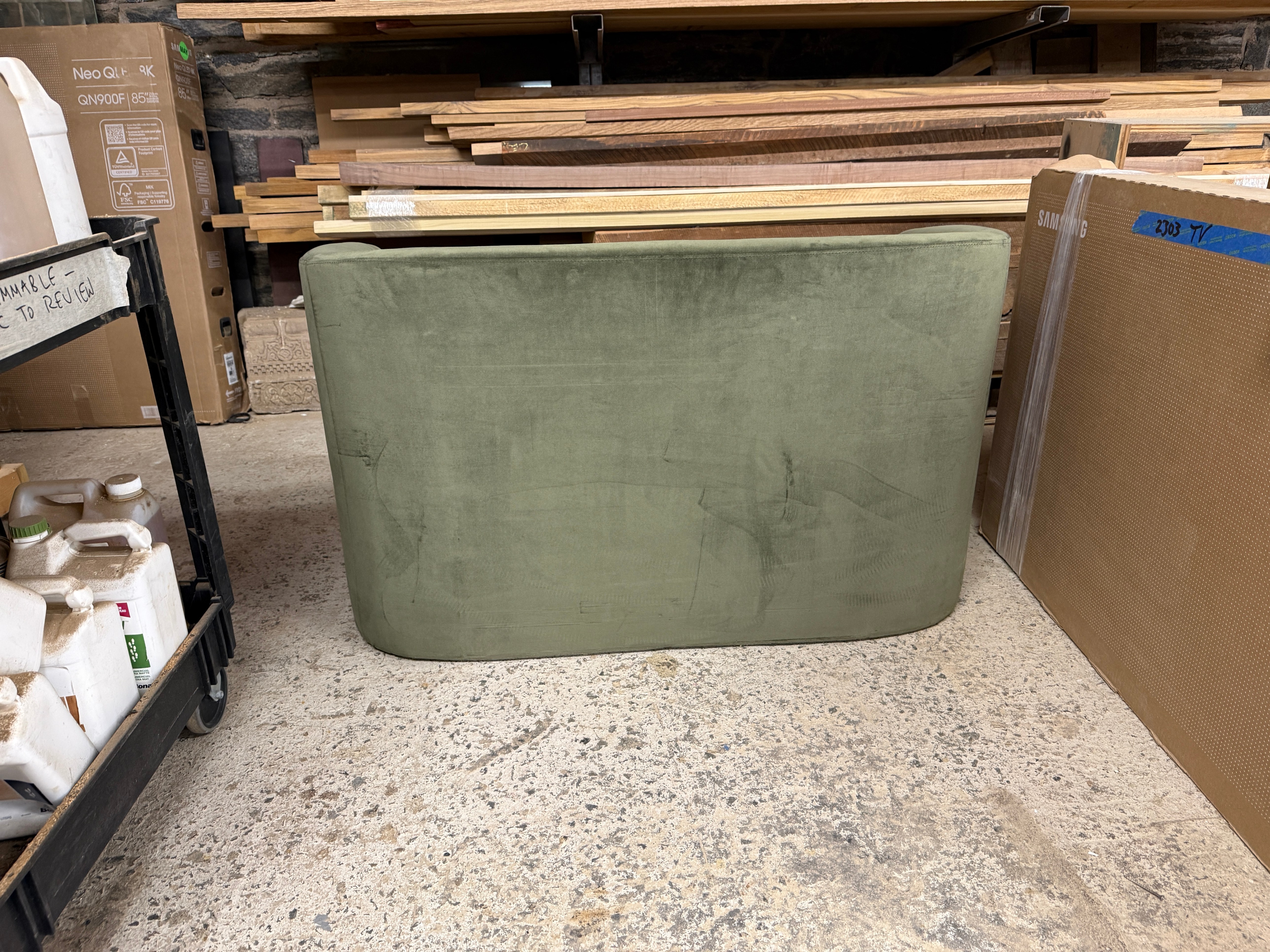 Modern Olive Green Velvet Loveseat - photo 3