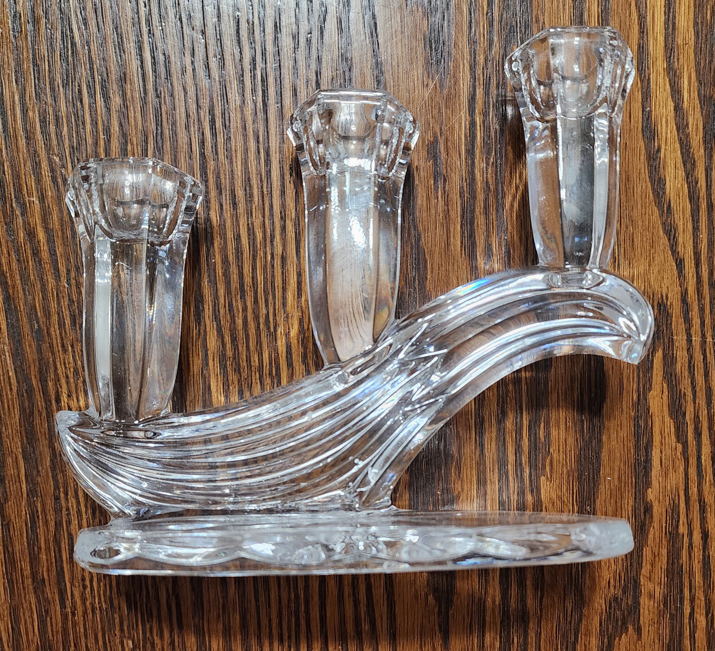 Glass Candelabra 7" x 3.5" x 6"