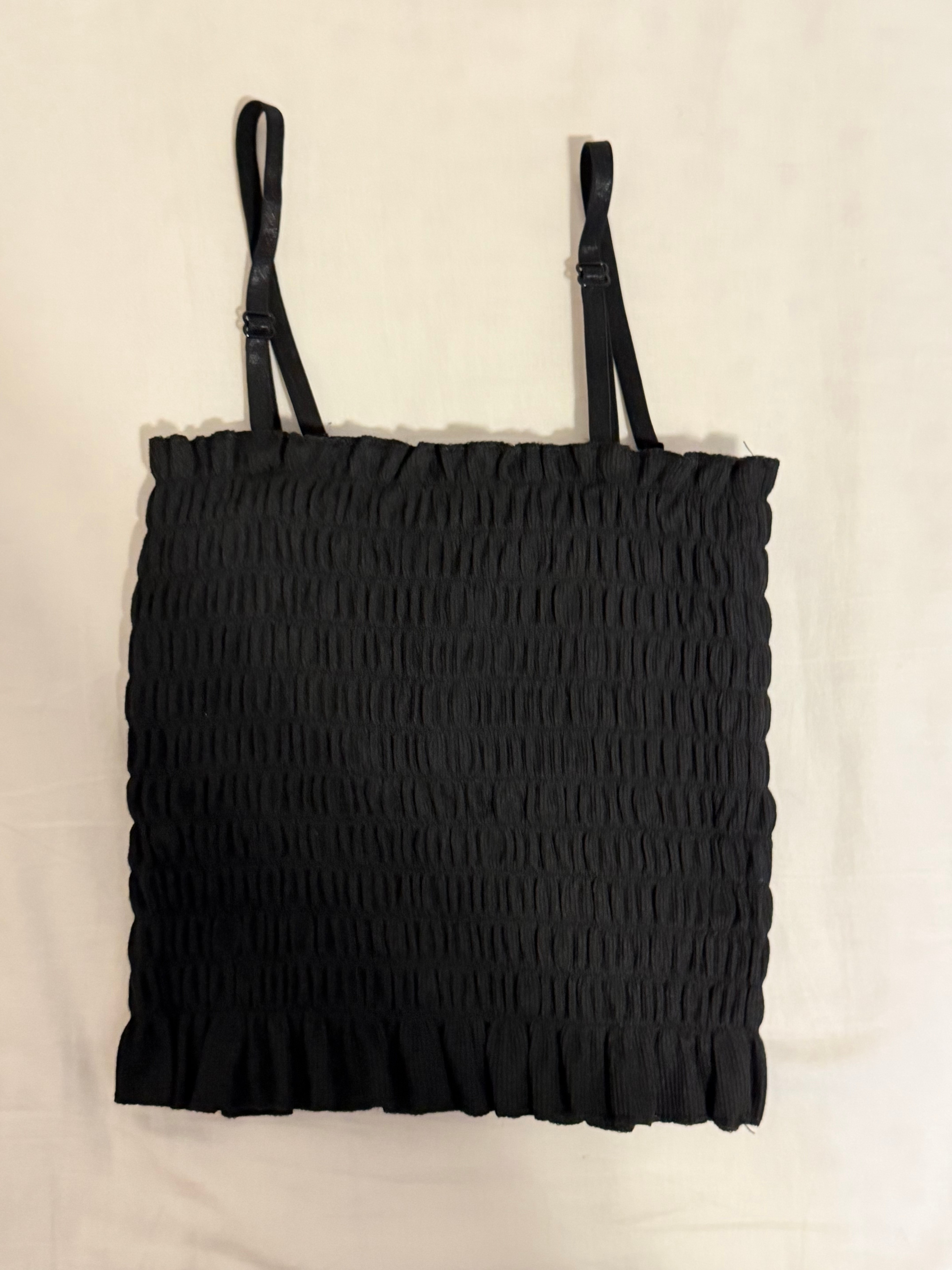 Women’s Black Smocked Cami Crop Top – Stretchy - photo 2