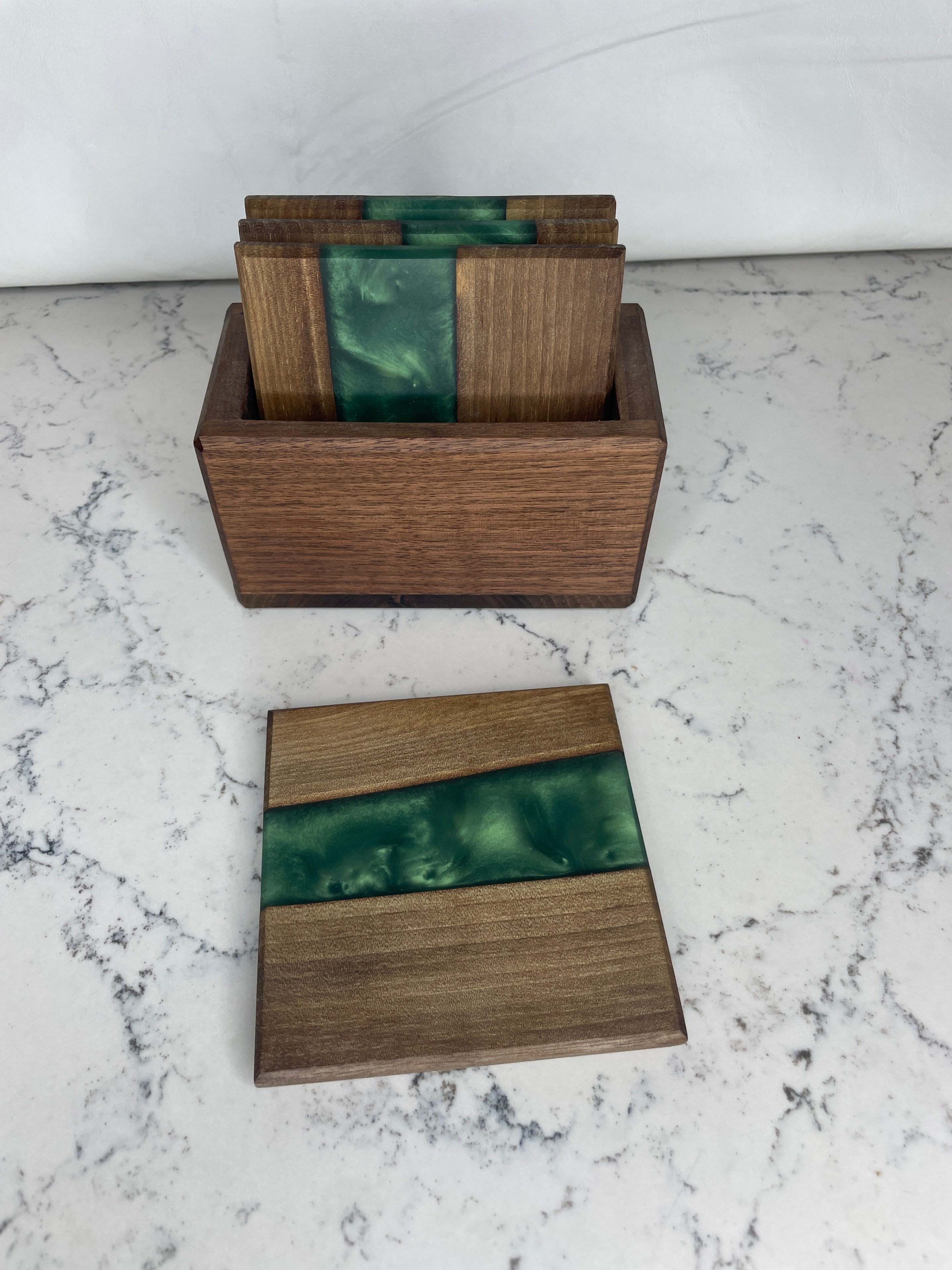 Square Black Walnut Epoxy Wooden Coasters - photo 2