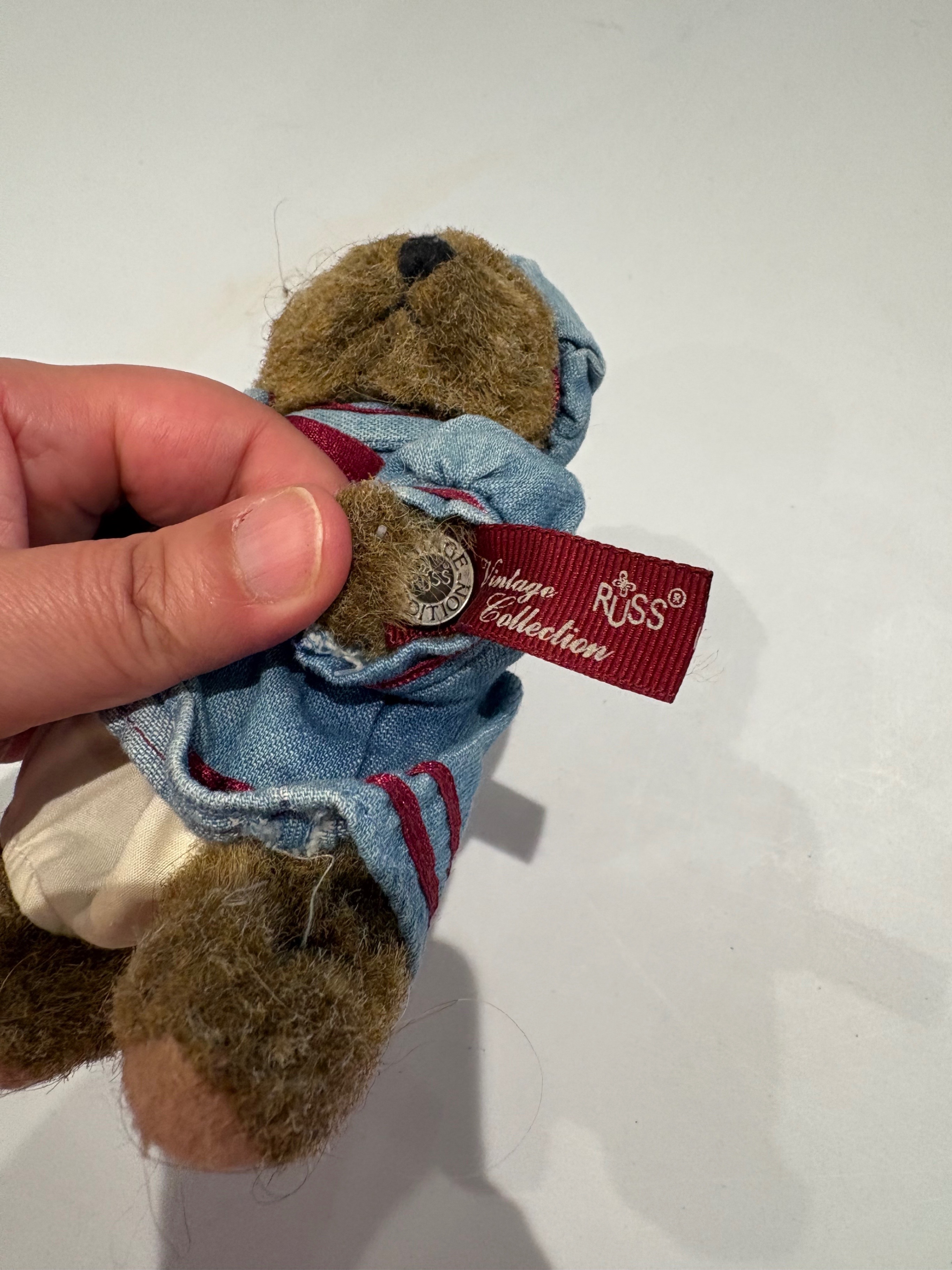 Russ Vintage Fur Collection Teddy Bear in Blue Dress