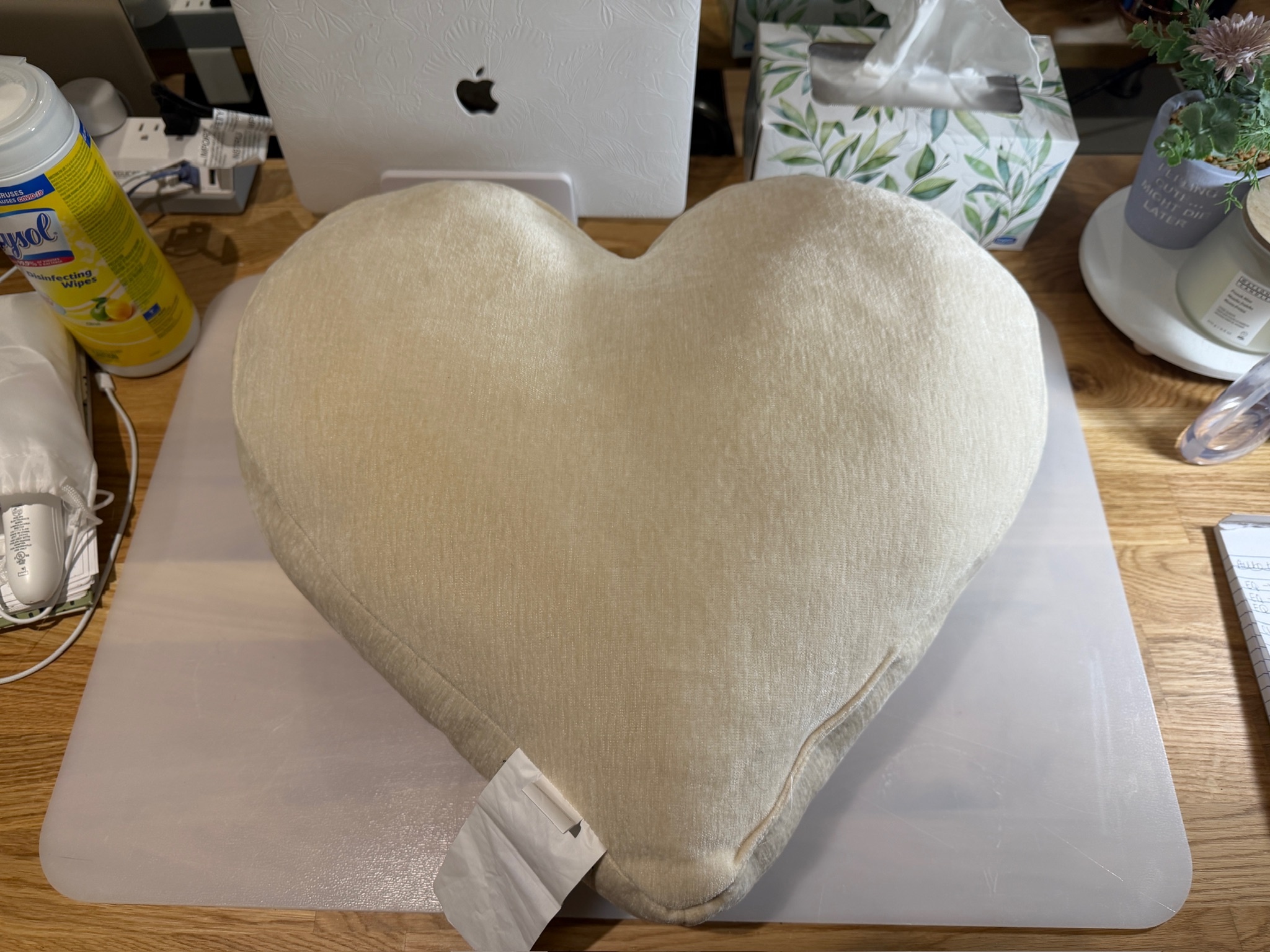 New 16” Rhinestone Bejeweled Velvet Heart Pillow – Cream & Gold - photo 2