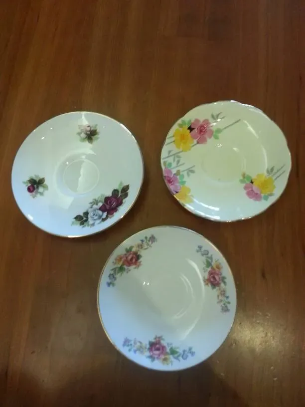 English "Bone China" Small Plates/ Saucers. Gold Rimmed.