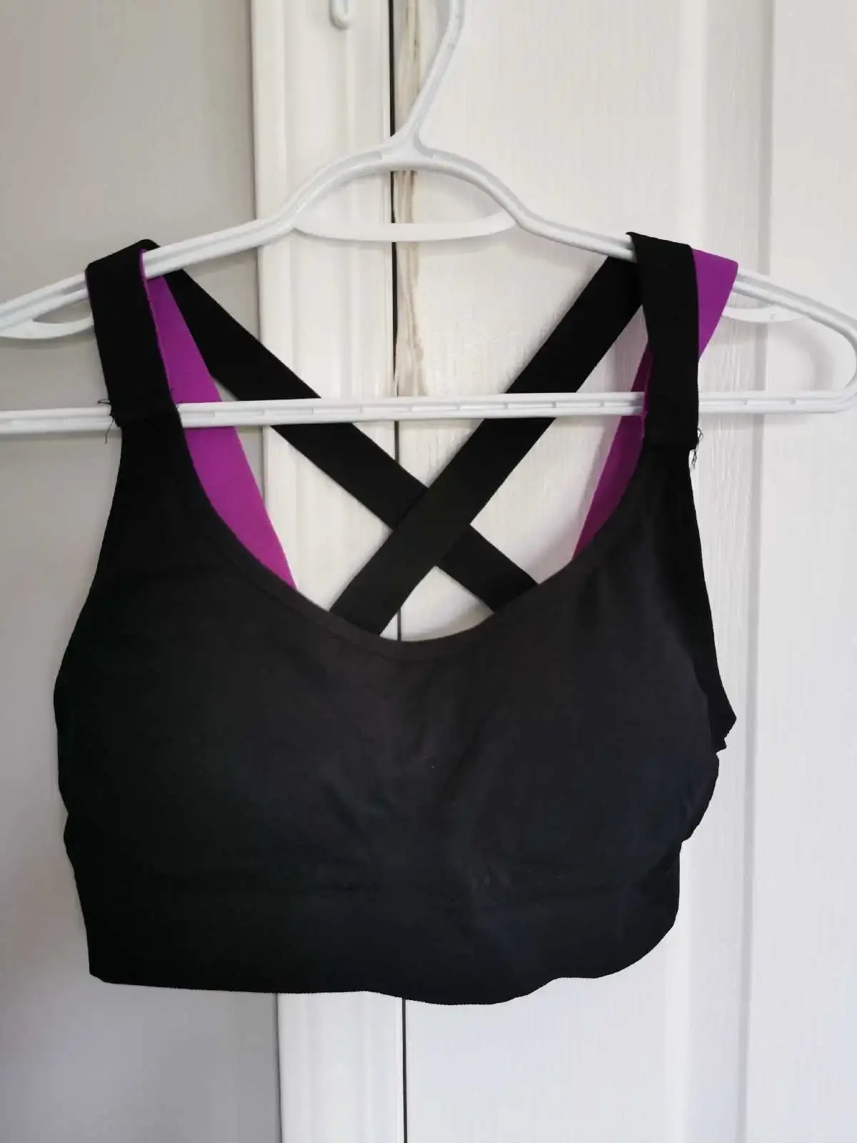 Black Sports Bra with Purple Straps Size Large - photo 5