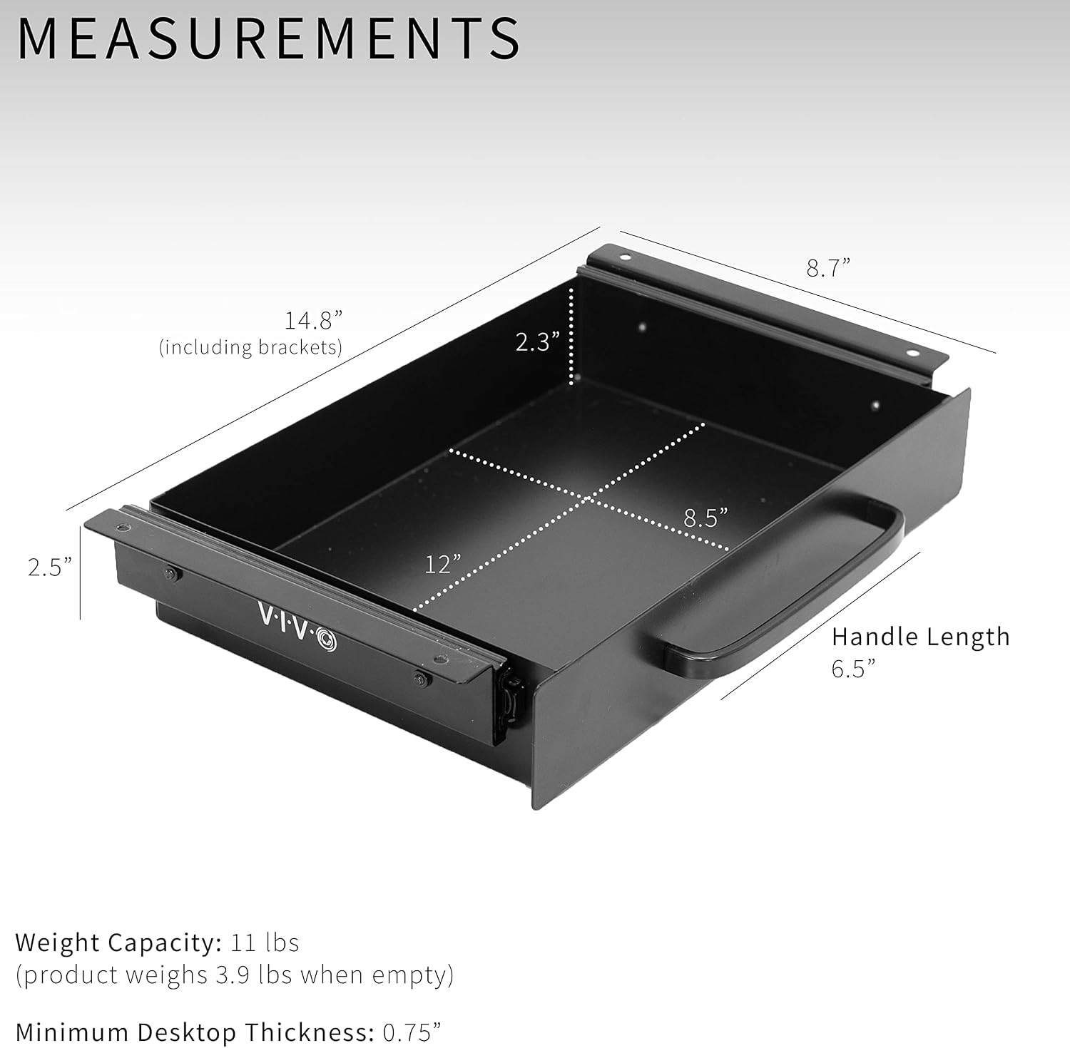 New VIVO Black 13 x 9 in Under Desk Storage Drawer - photo 3