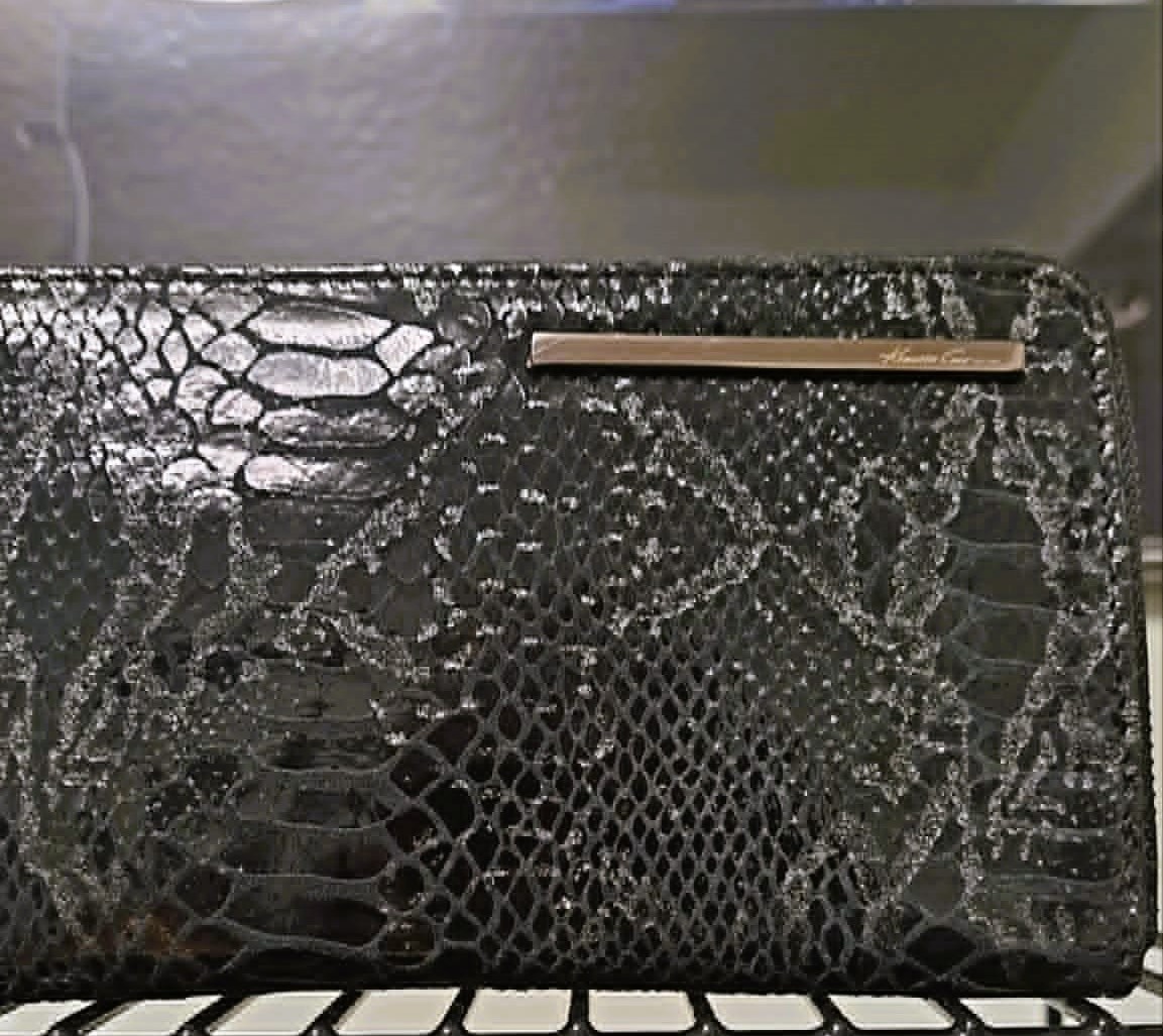 New Kenneth Cole New York Black Snake Print Zip Around Wallet - photo 3