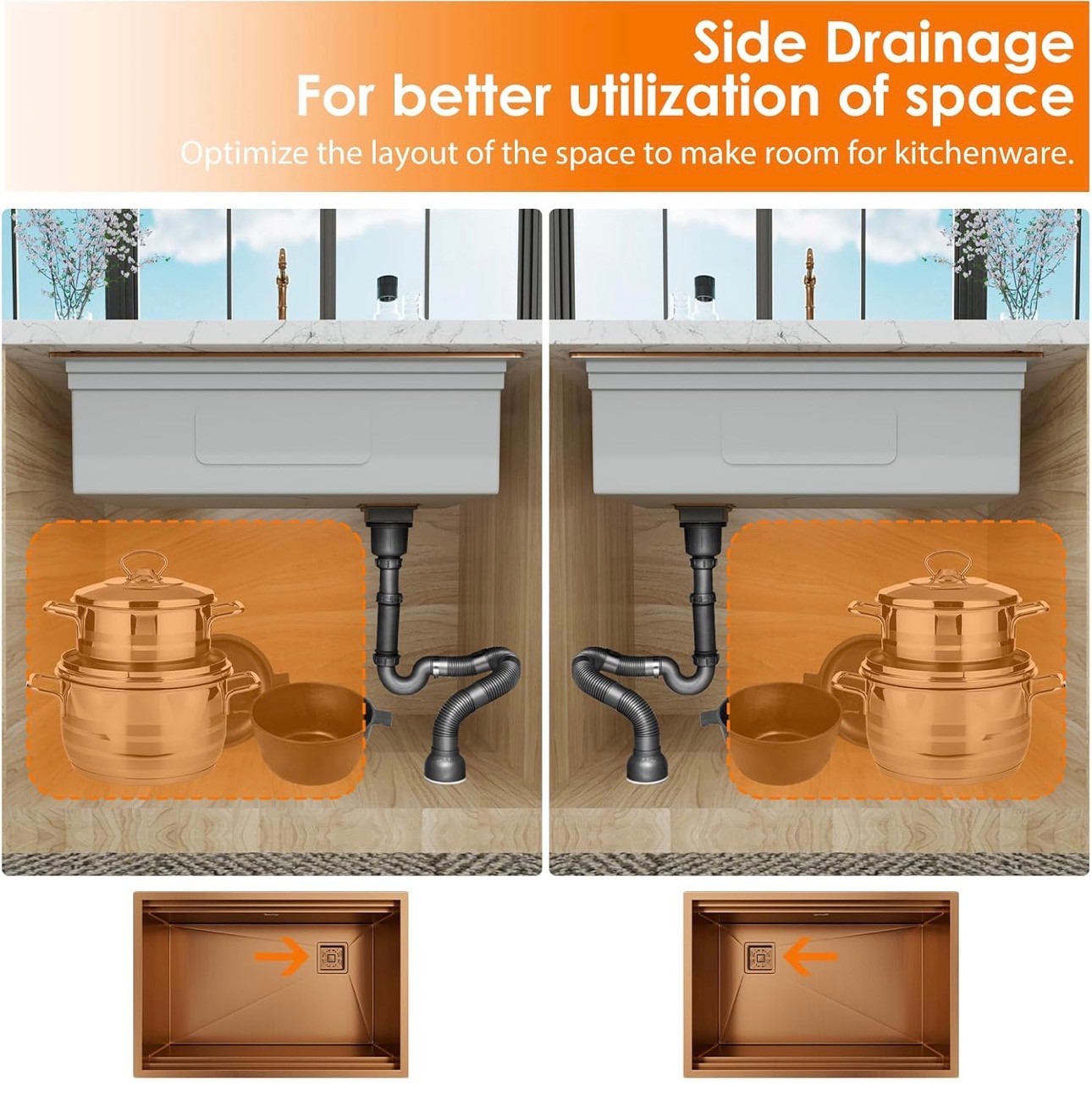 Rose Gold Stainless Steel Kitchen Sink 31x21" Double Track 16 Ga - photo 4