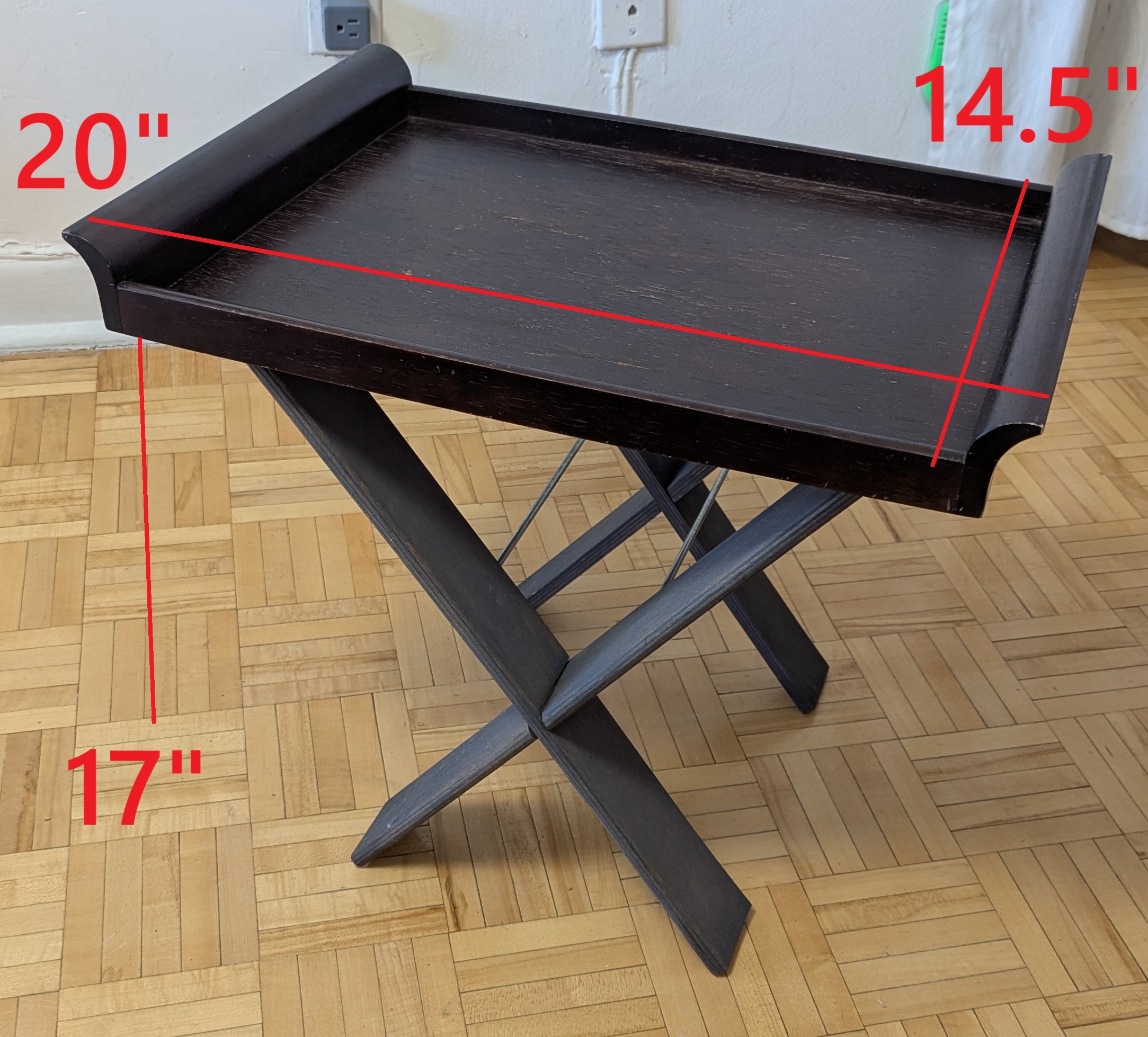 Vintage Bamboo Wood Tray Table With Stand Portable Folding TV