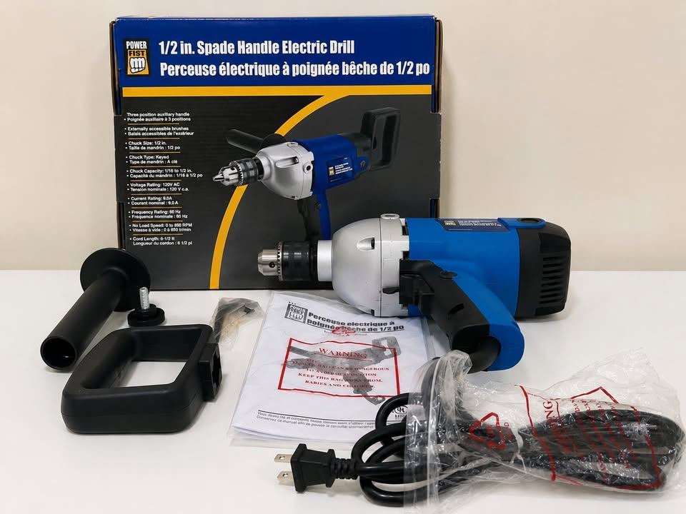 Power Fist 1/2 in. Spade Handle Electric Drill - photo 2
