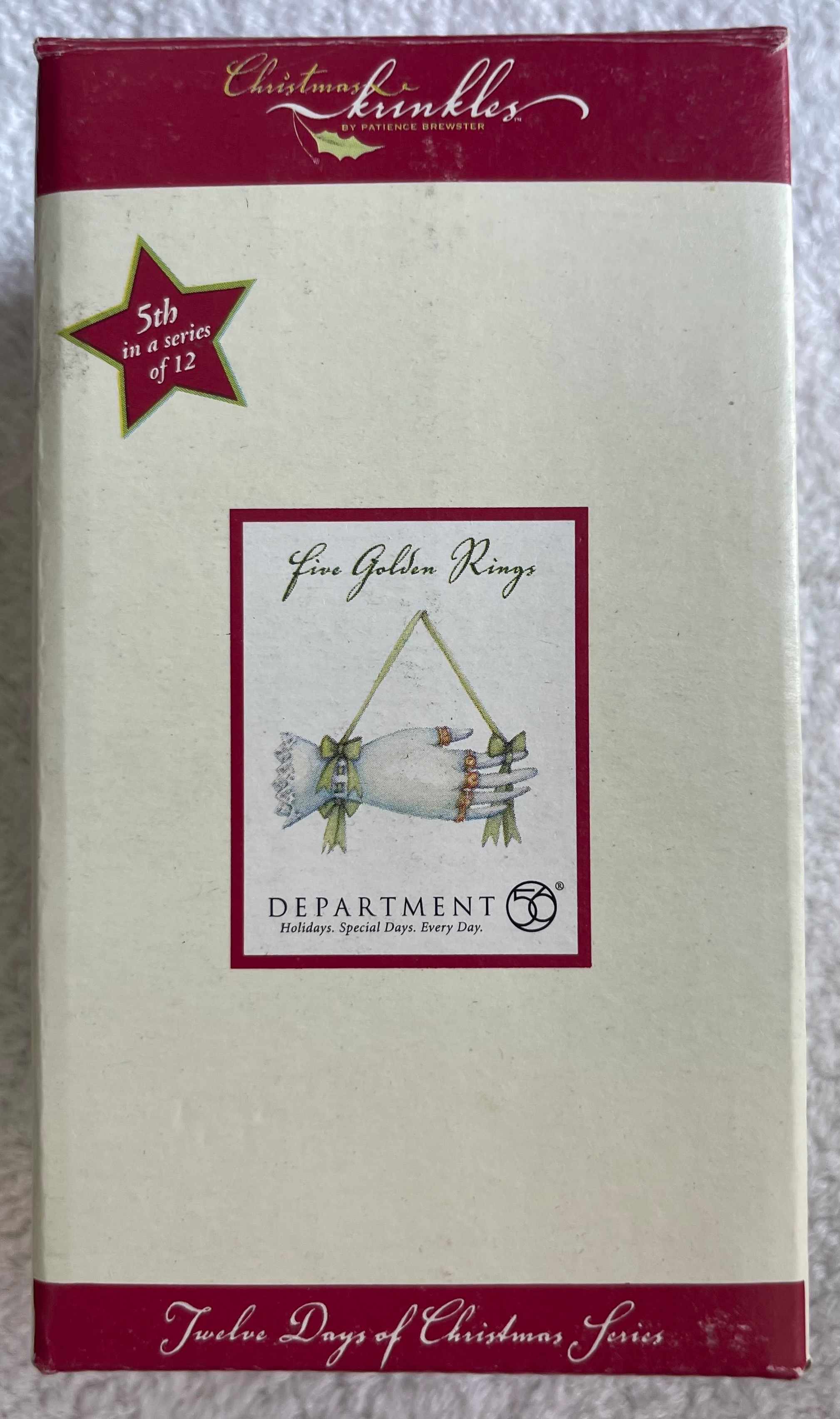 Vintage 2005 Dept 56 Patience Brewster 5 Golden Rings Ornament - photo 4