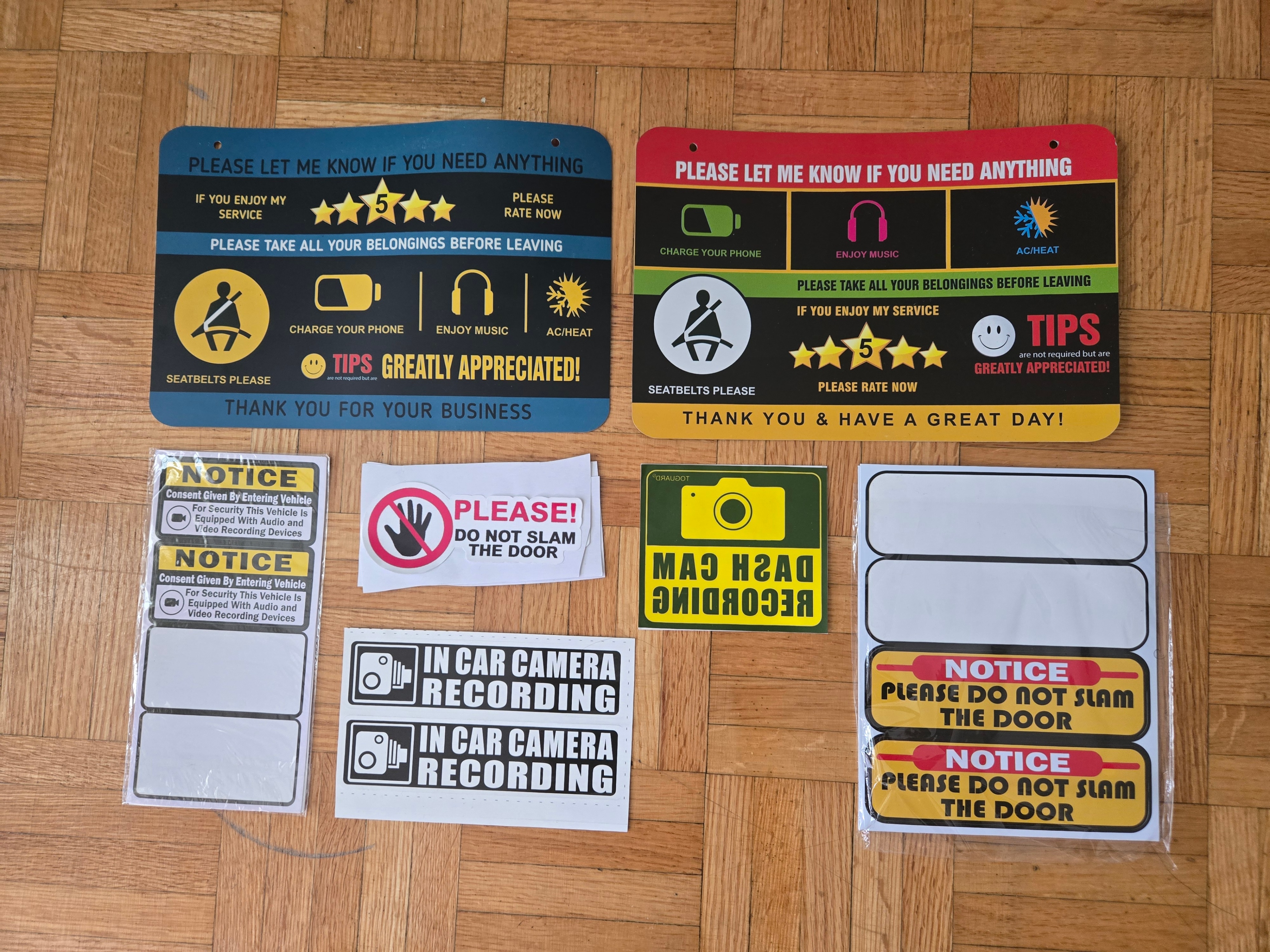 Rideshare Passenger Information Signage Set