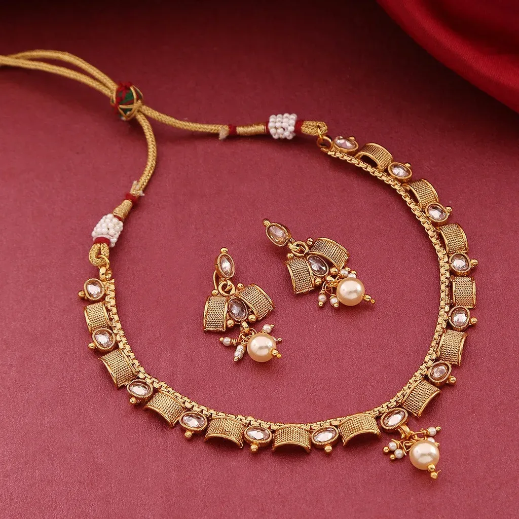 Gold Necklace and Earrings Set