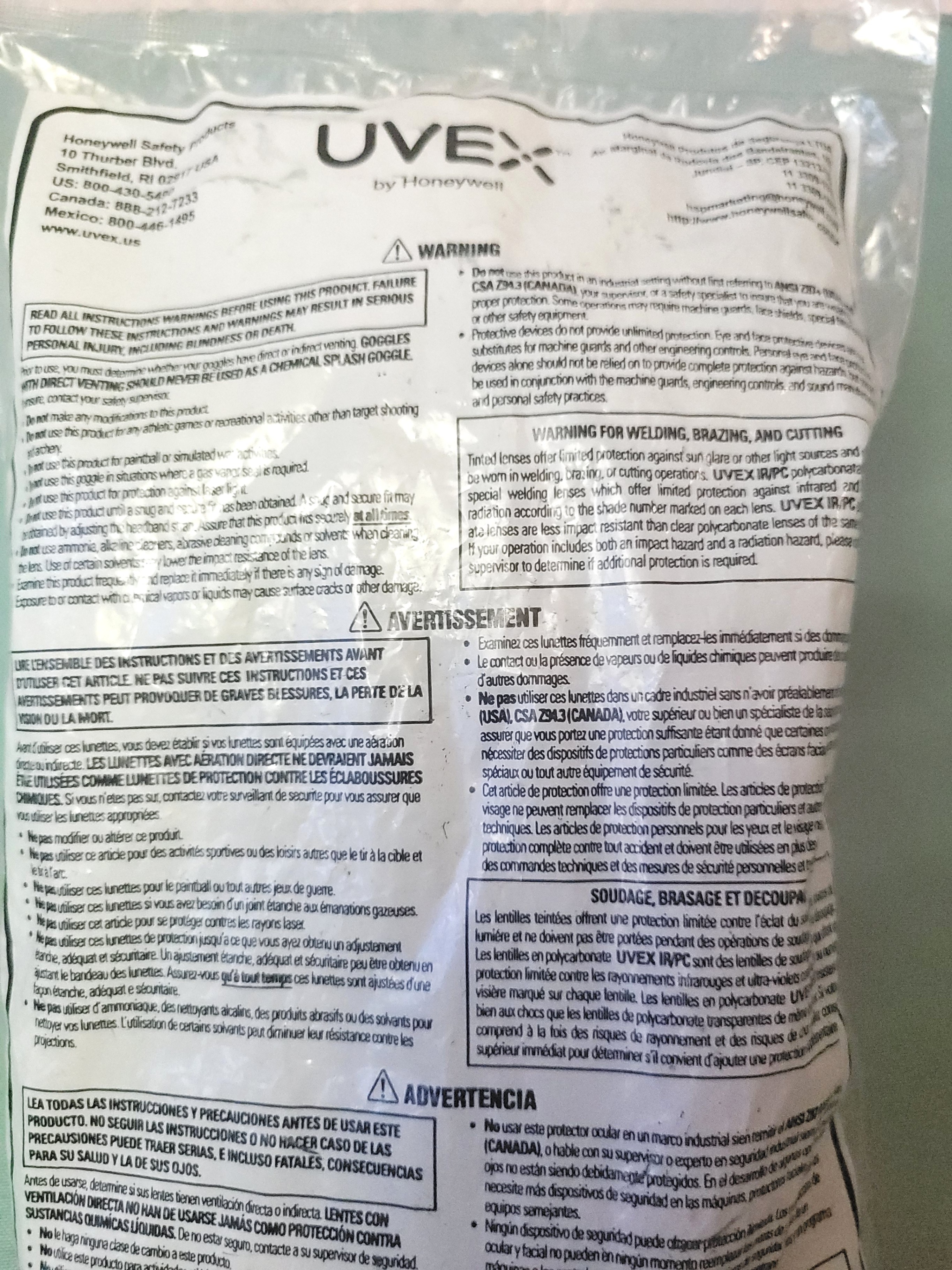 NIP UVEX Honeywell Entity S3543X Safety Goggles Shade 3 Lens - photo 4