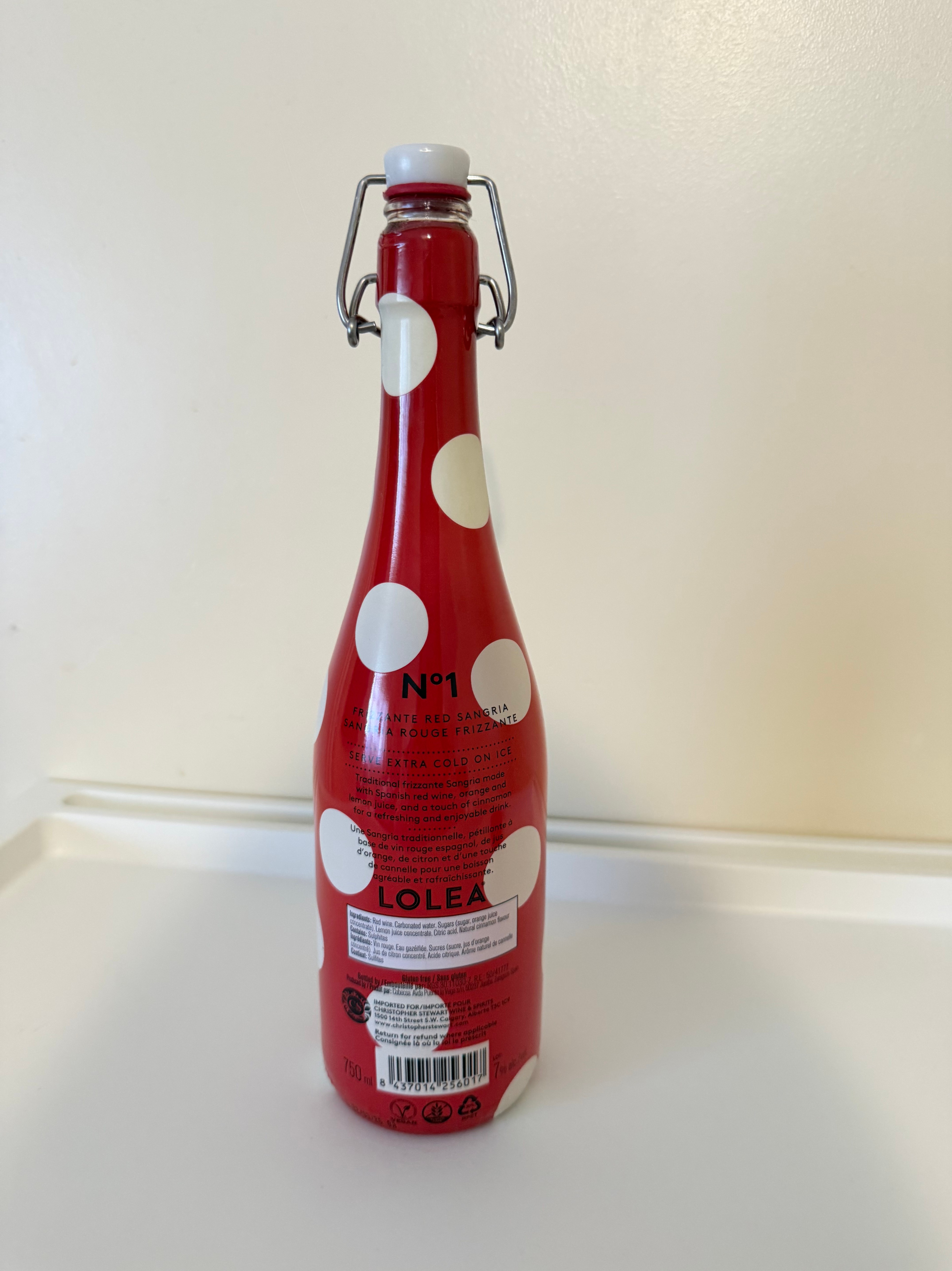 Red Polka Dot Glass Bottle - photo 3