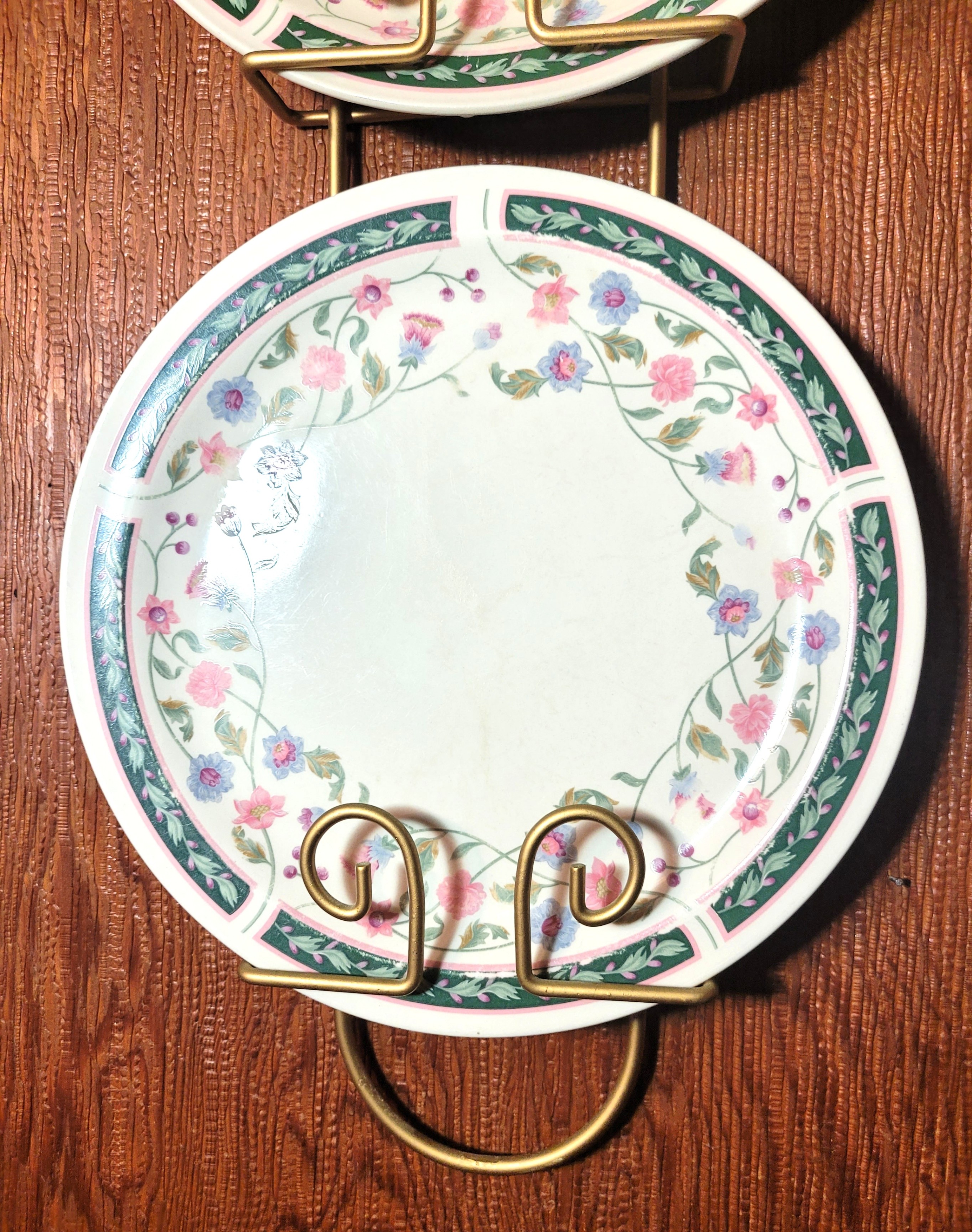 Sunflower China 1995 Floral Wall Display Plates with Wire Rack - photo 3