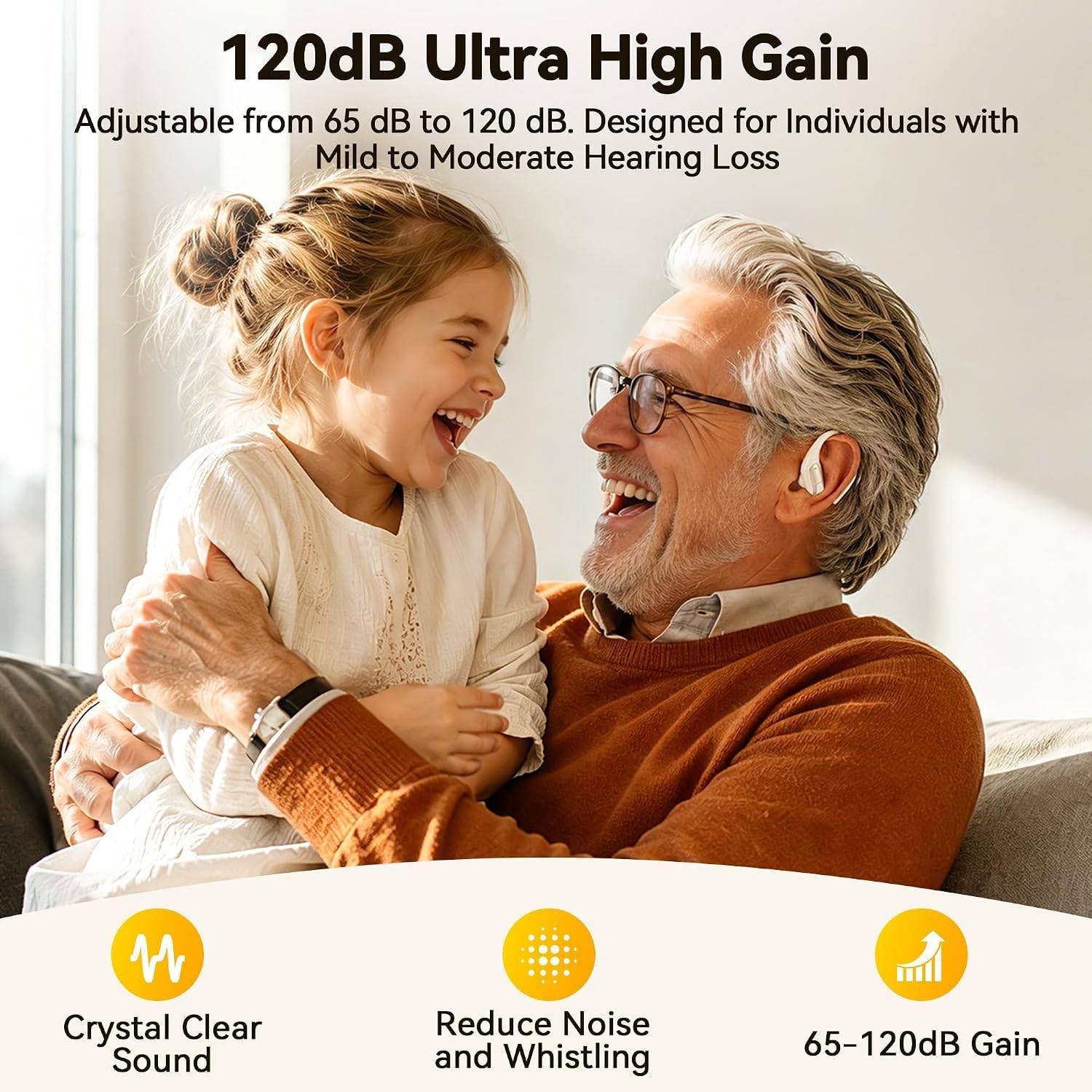 NEW~ OTC Rechargeable Hearing Aids, Noise Reduction, Cream - photo 4