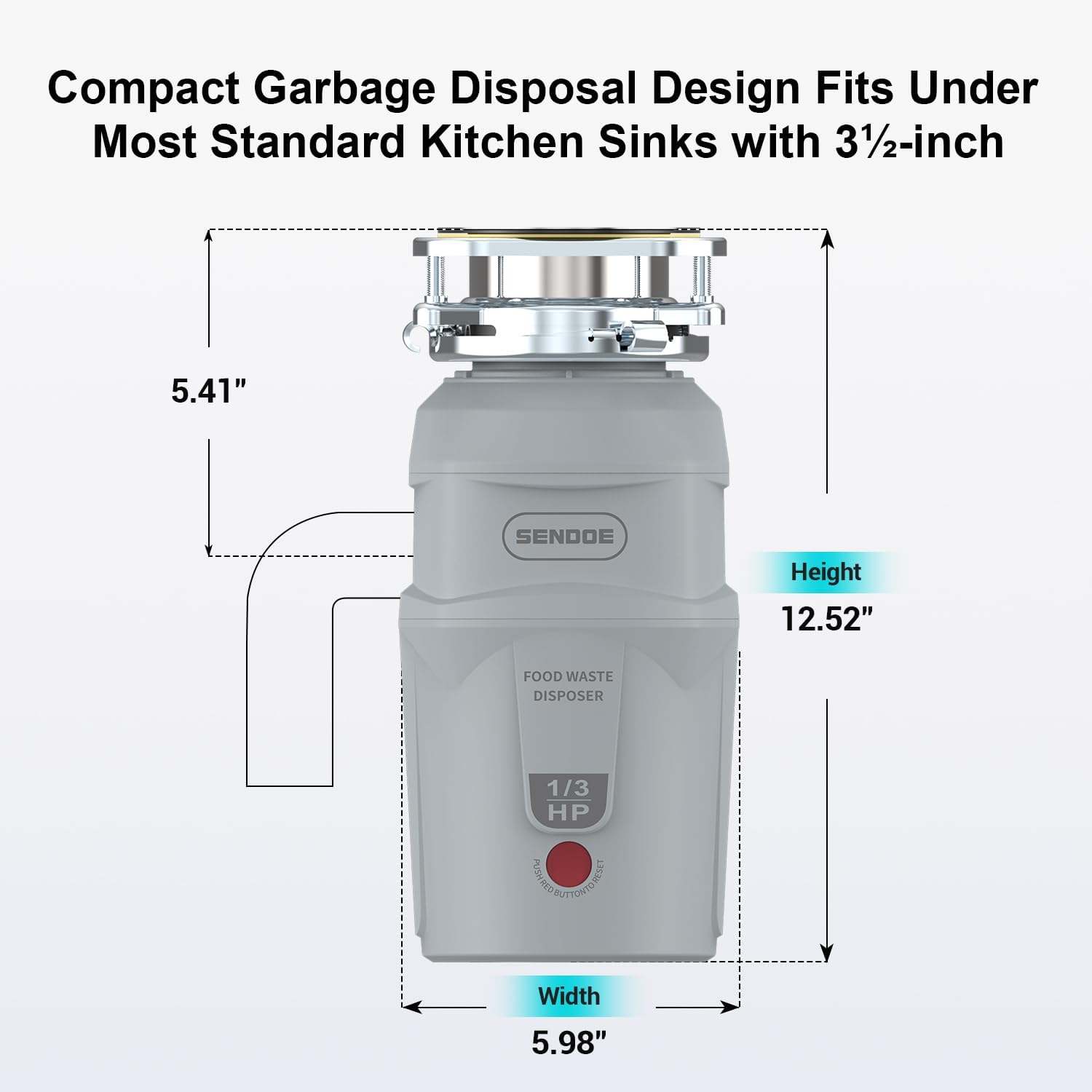 Food Waste Disposer C26, 1/3HP Garbage Disposal - photo 2