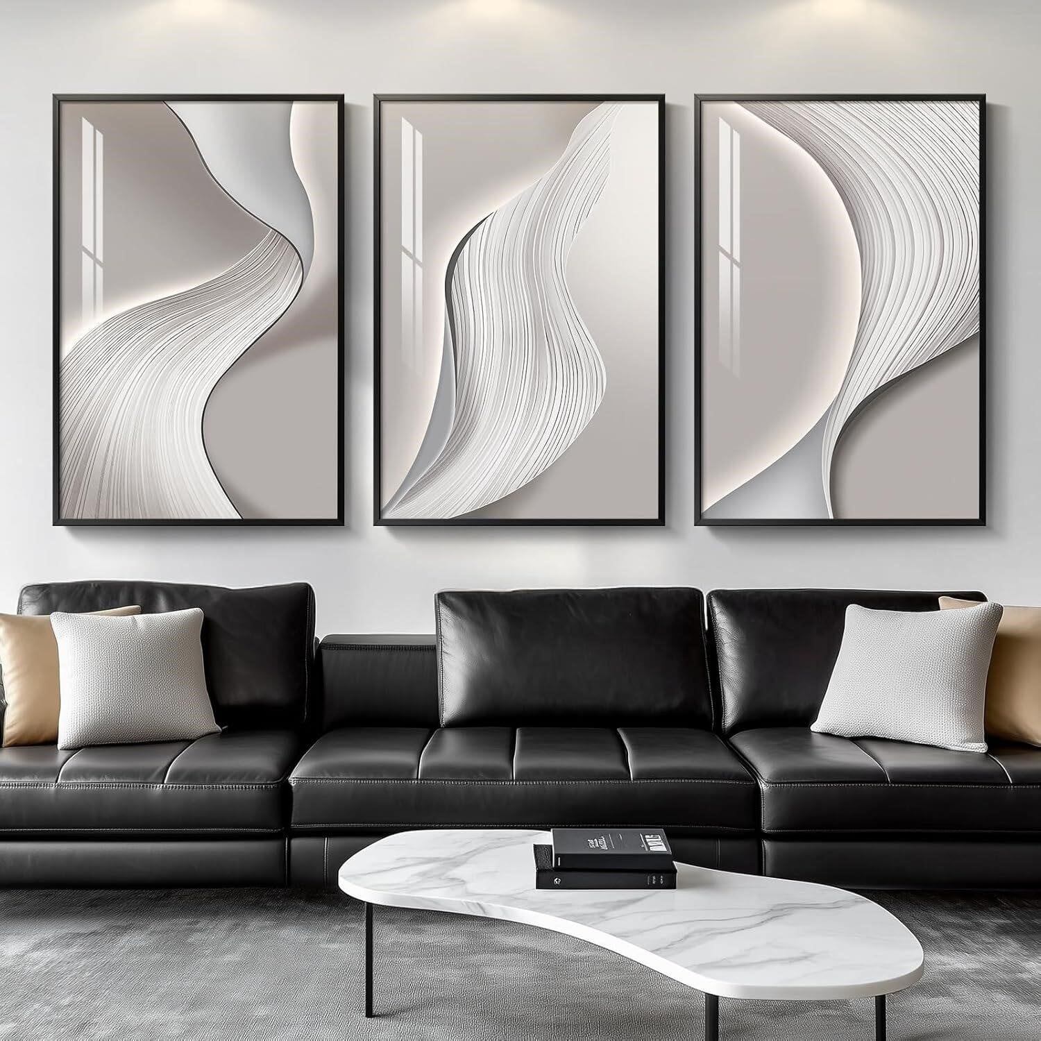 Cuspin Large Framed Abstract Wall Art Set (3 Pieces)