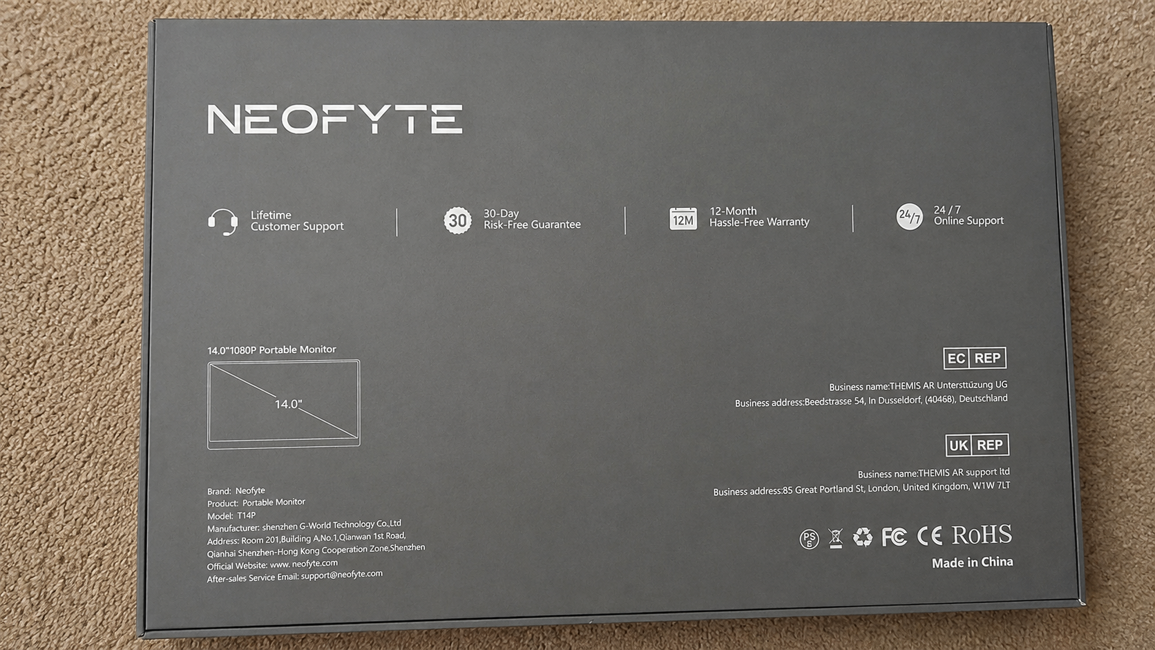 Neofyte 14" 1080P FHD Portable USB-C / HDMI Monitor w/ Box - photo 4