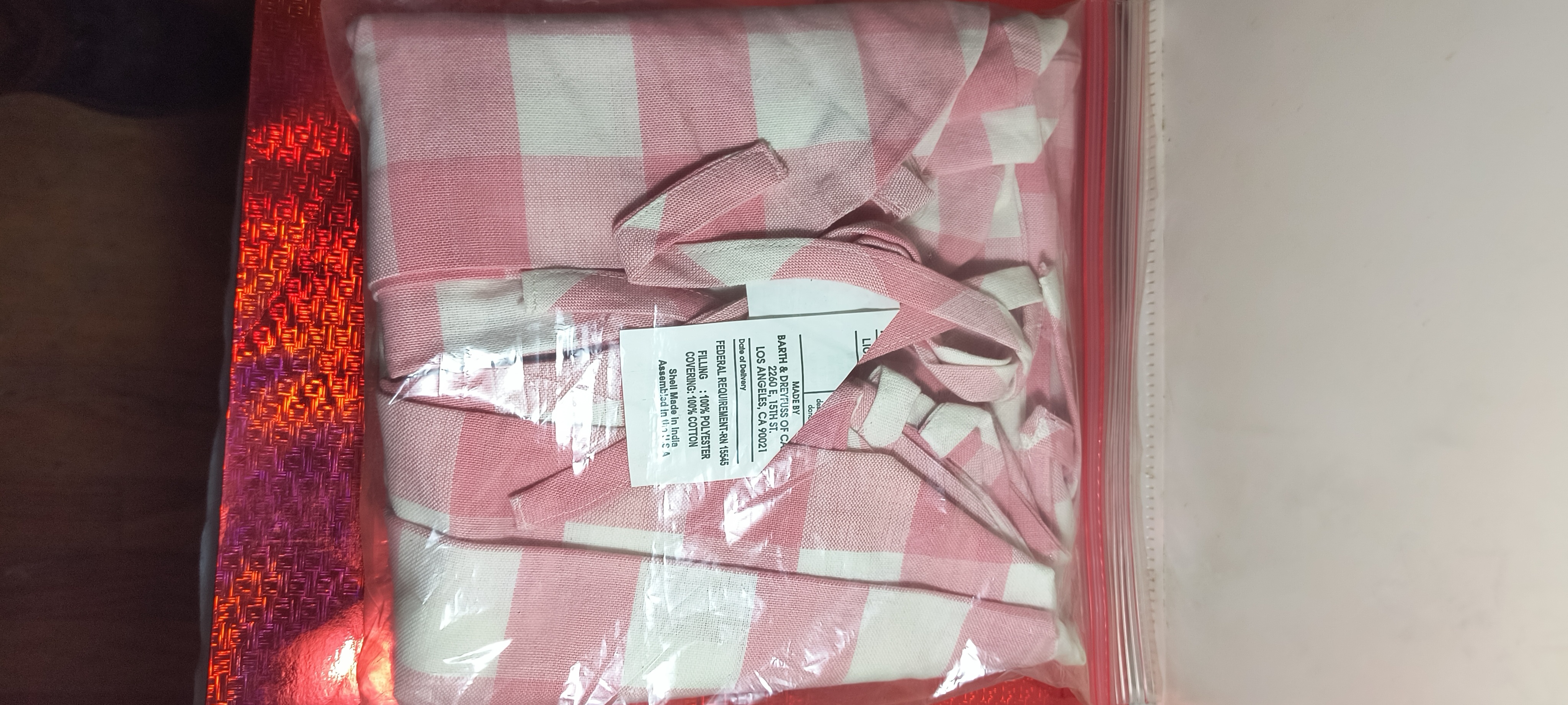 4x Vintage Barth & Dreyfuss Pink!! Gingham Chair Cushion Covers! - photo 2