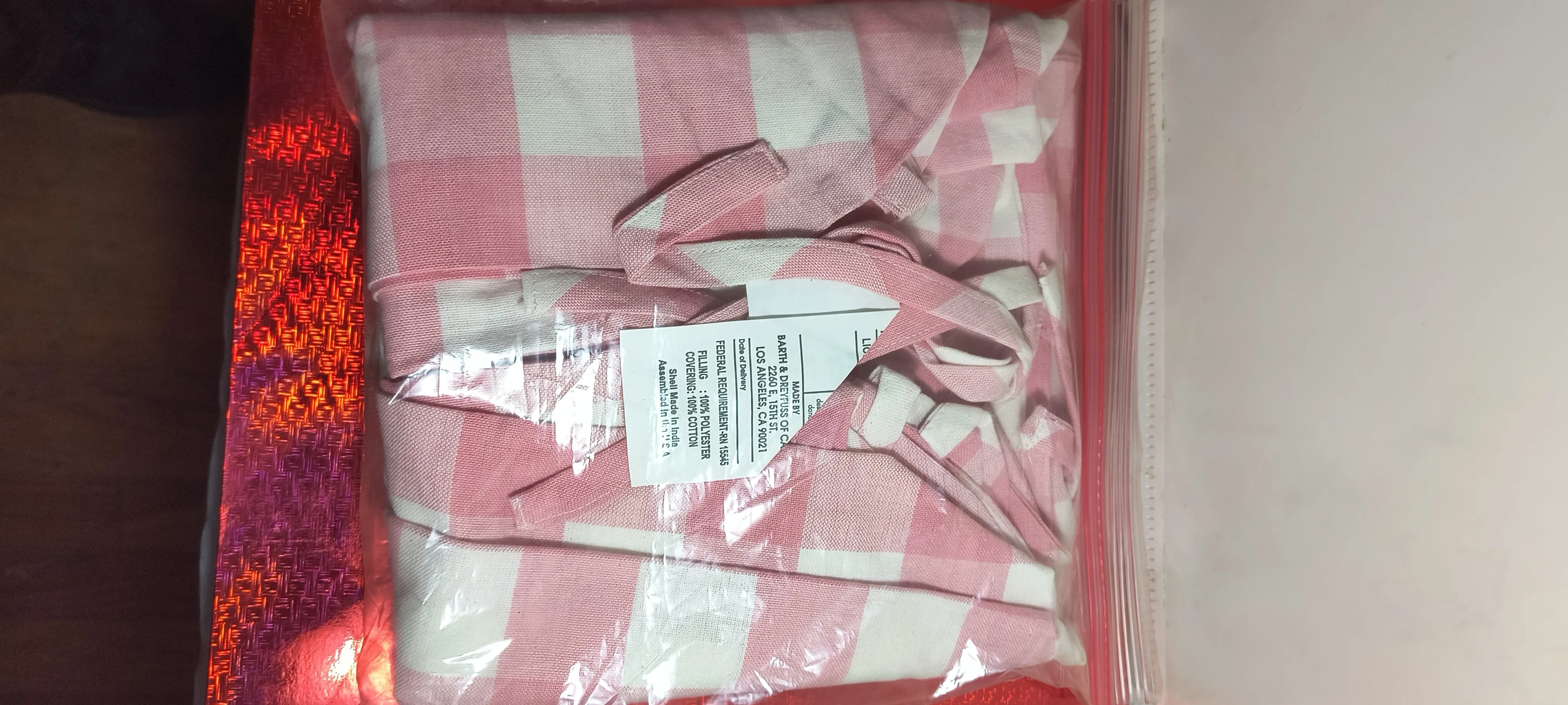 4x Vintage Barth & Dreyfuss Pink!! Gingham Chair Cushion Covers! - photo 2